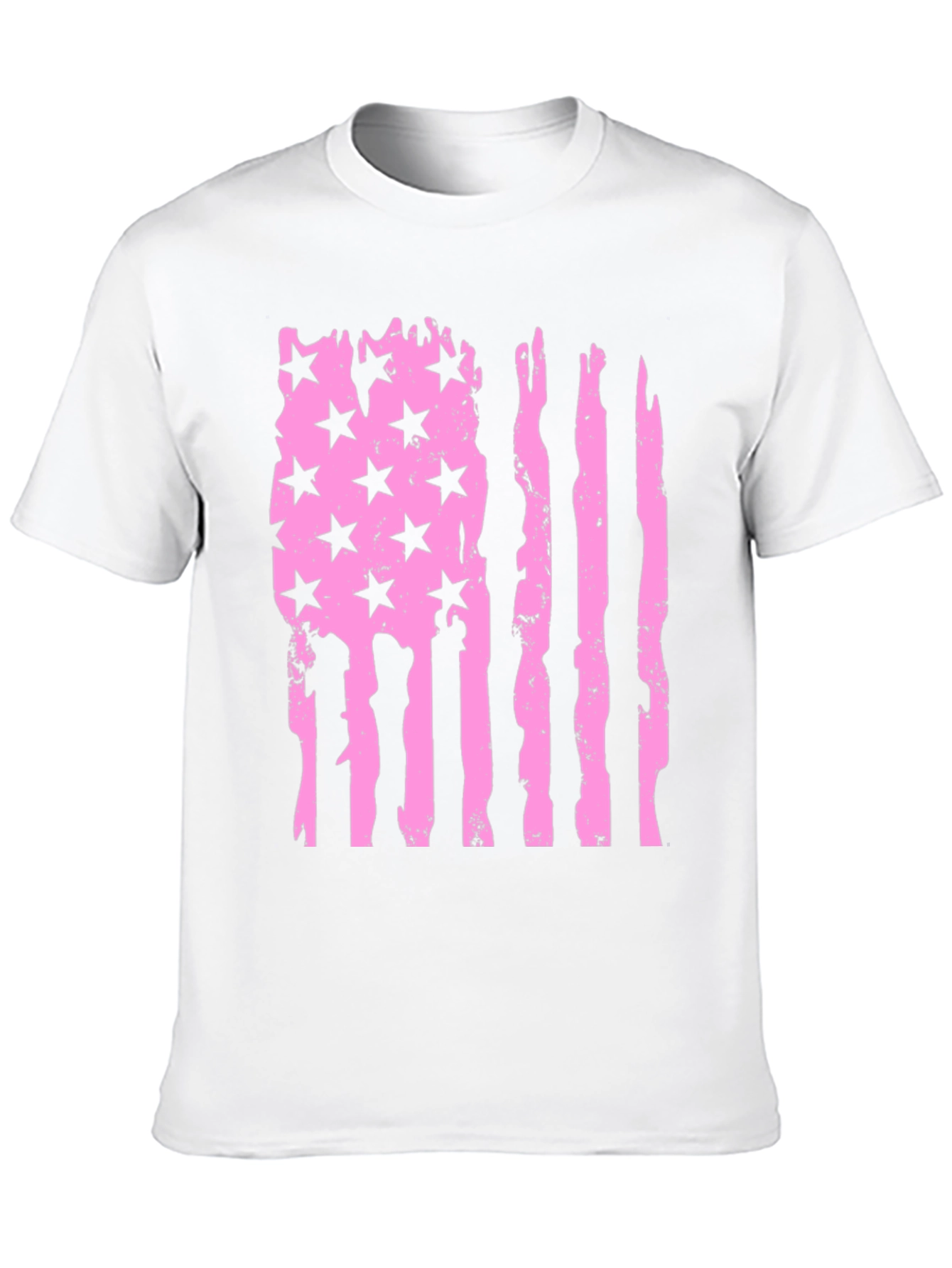 Black Distressed American Flag T-Shirt - Pink view 10