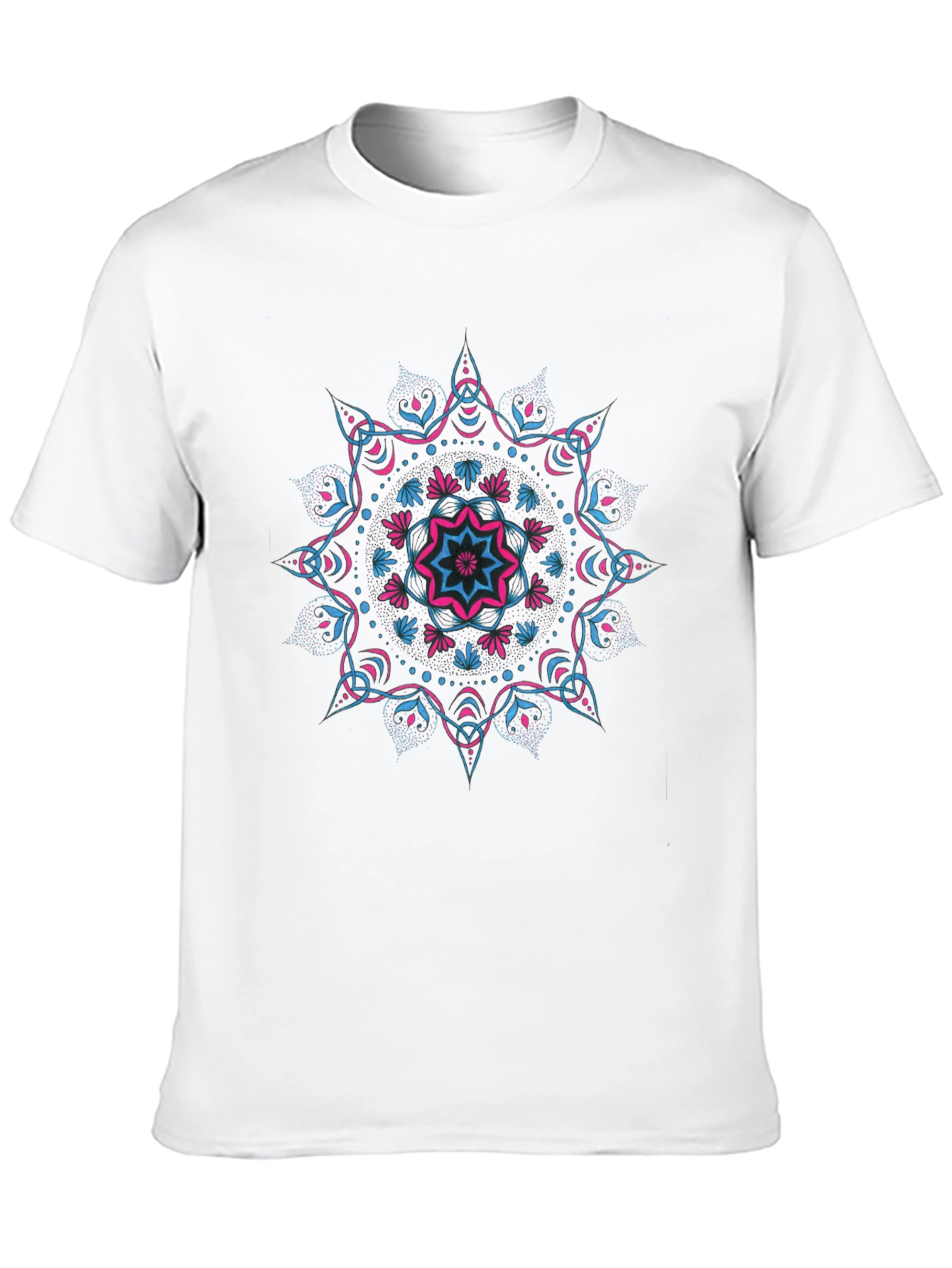 Black Black Tee with Vibrant Mandala Design view 10