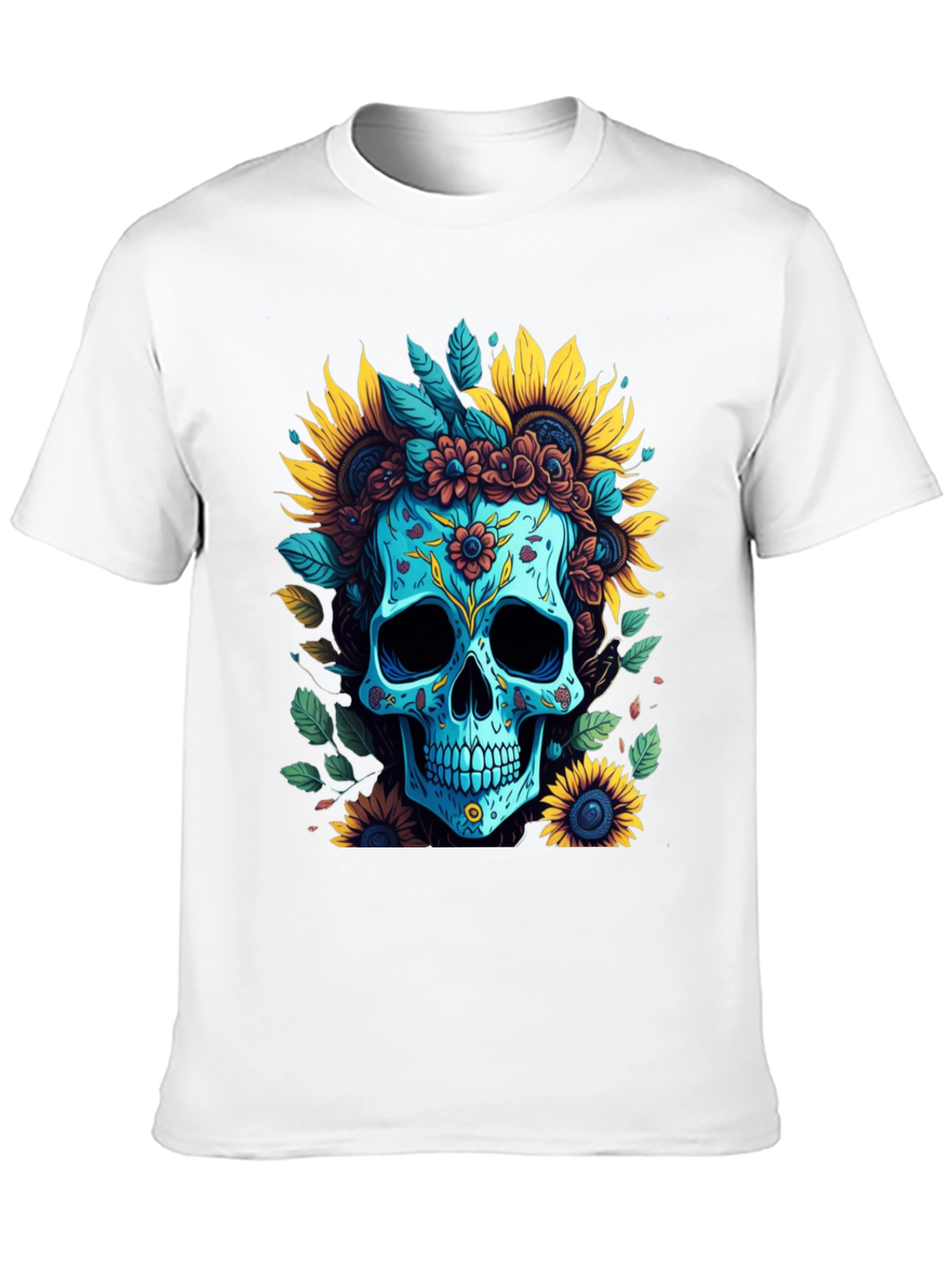 Black Floral Skull Graphic T-Shirt view 10