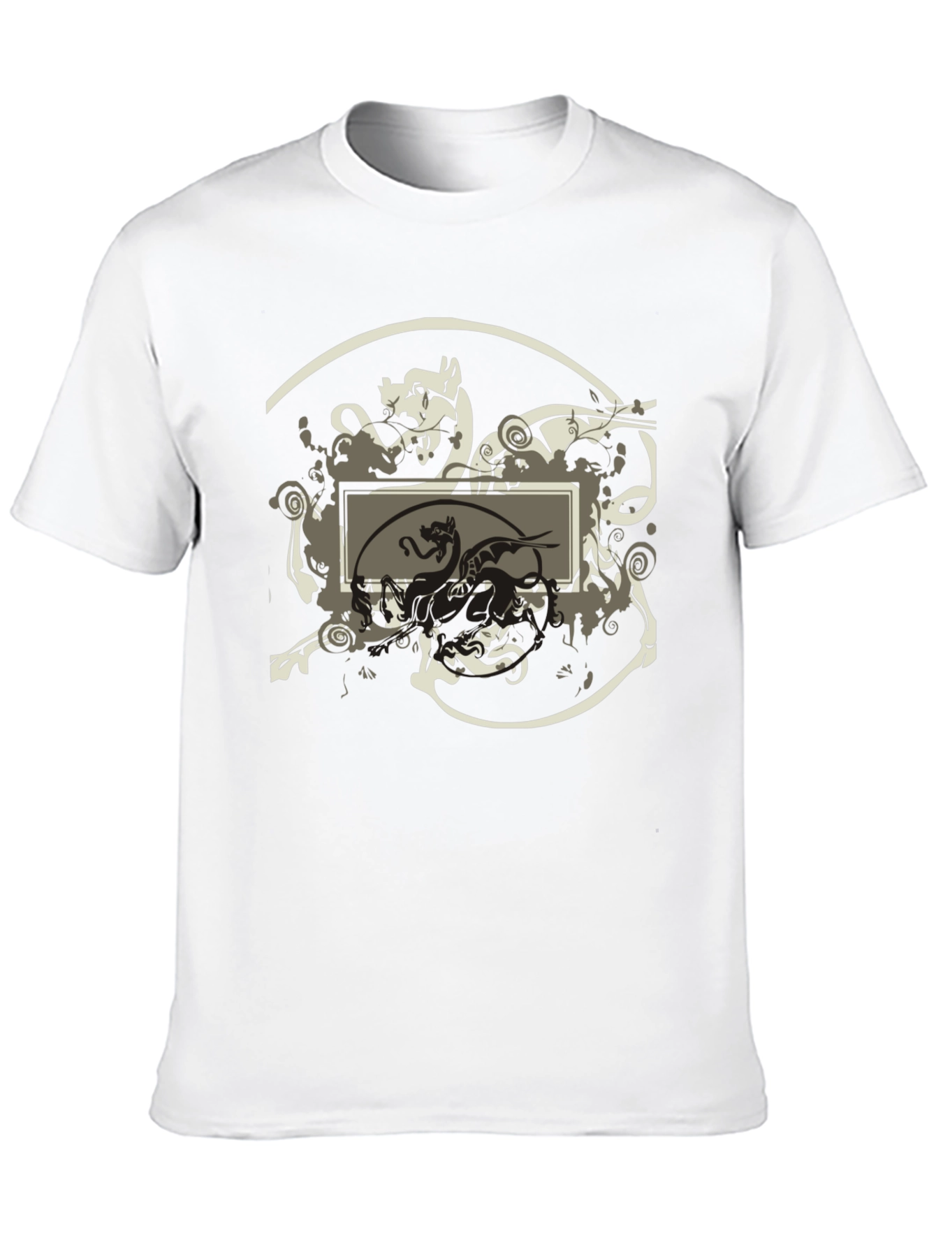 Black Graphic Black T-Shirt with Dragon Design view 10