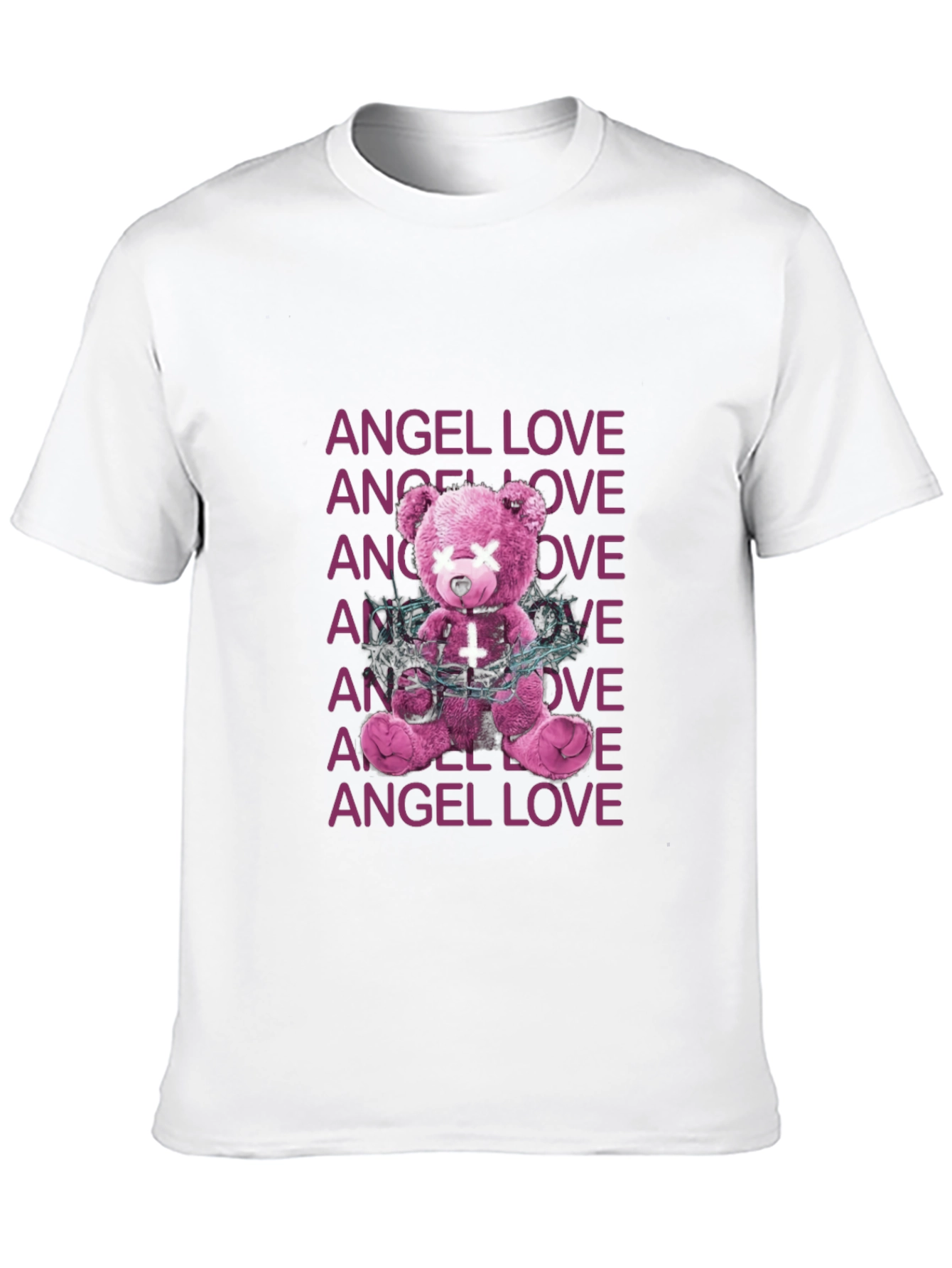 Black Angel Love Graphic Tee - Edgy Teddy Bear Design view 10
