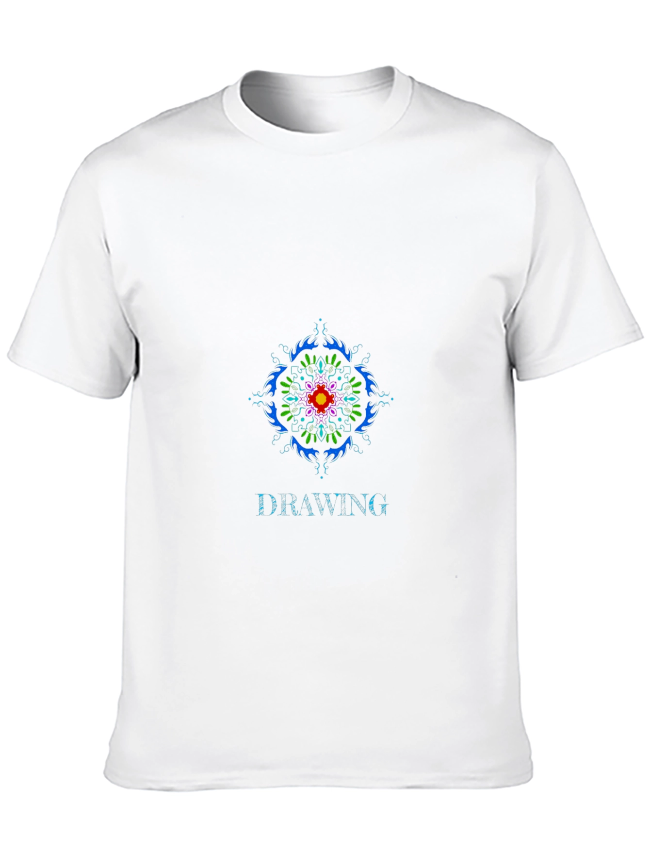 Black Drawing Graphic Tee: Colorful Mandala Design view 10