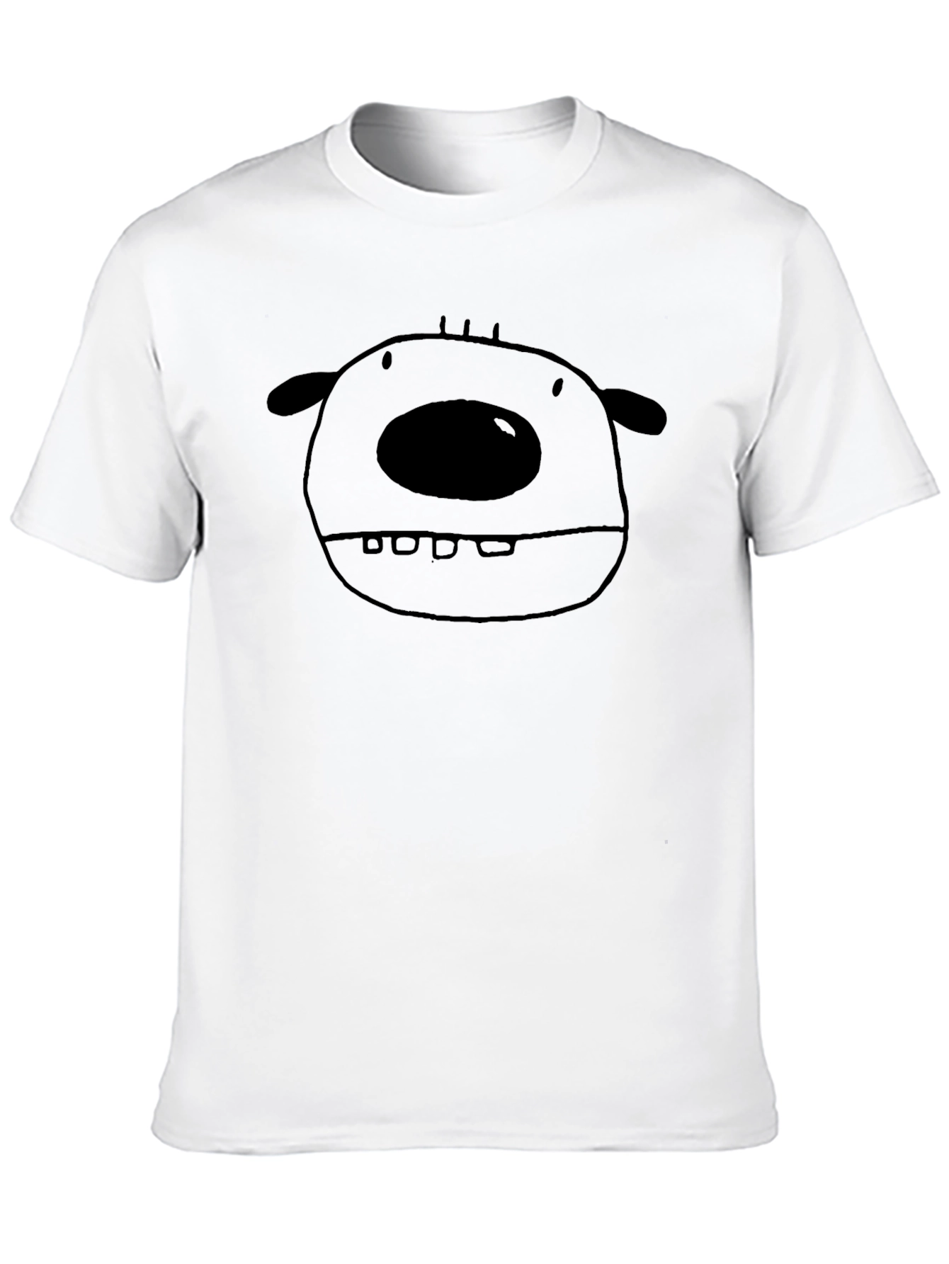 Black Funny Cartoon Face Graphic Tee - Black Cotton Shirt view 10