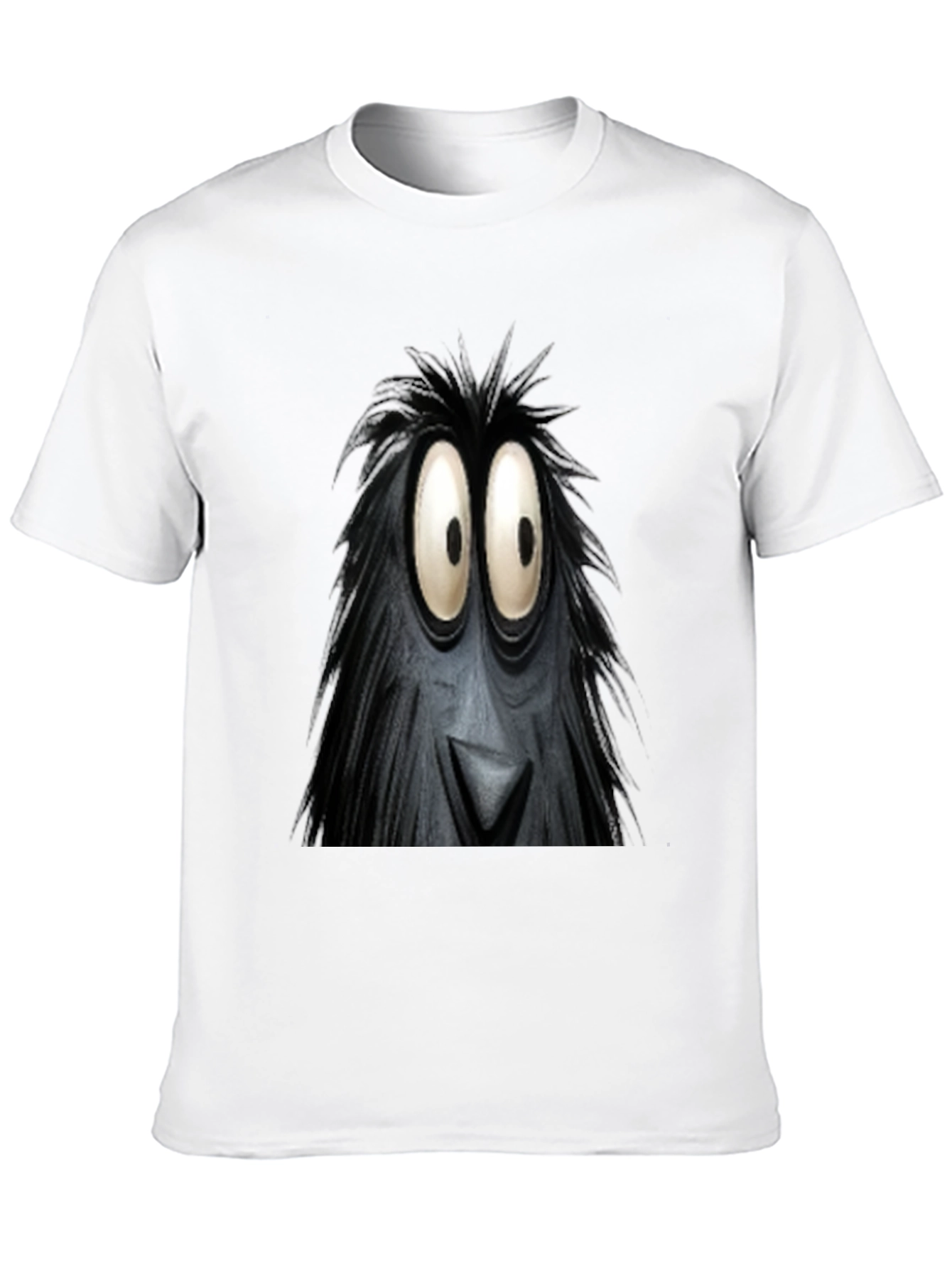 Black Fun Cartoon Monster Face Graphic Black T-Shirt view 10