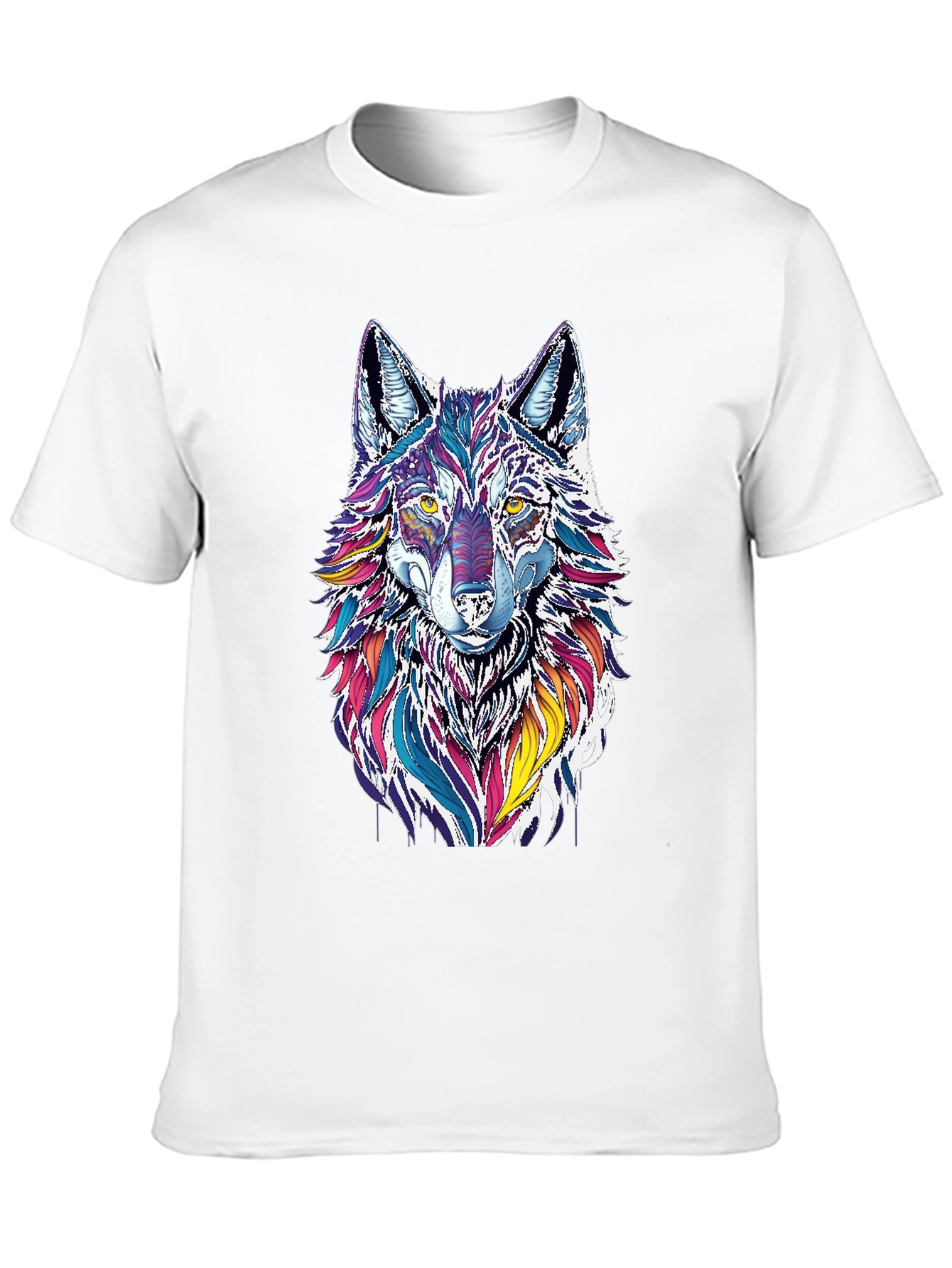 Black Vibrant Wolf Graphic Black T-Shirt view 10