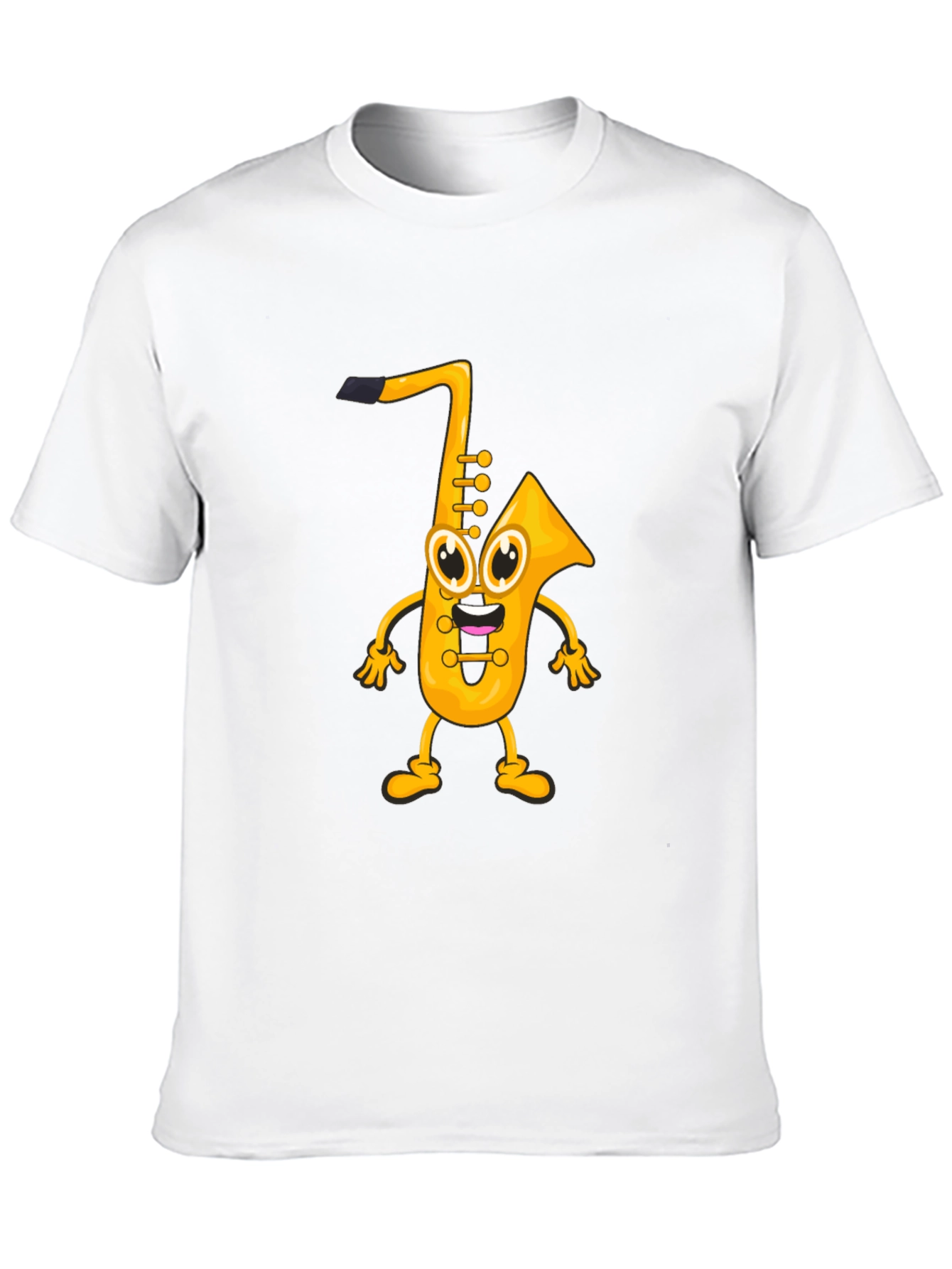 Black Cartoon Saxophone Graphic Black T-Shirt view 10