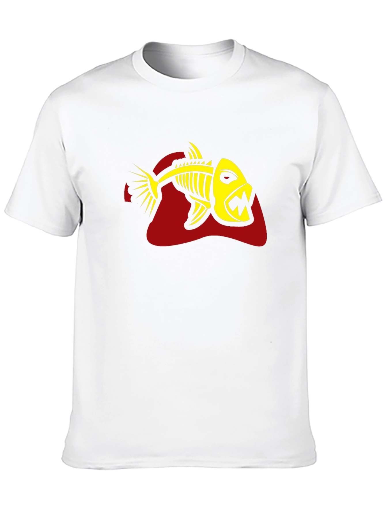 Black Men's Black T-Shirt - Yellow Fish Skeleton Graphic view 10