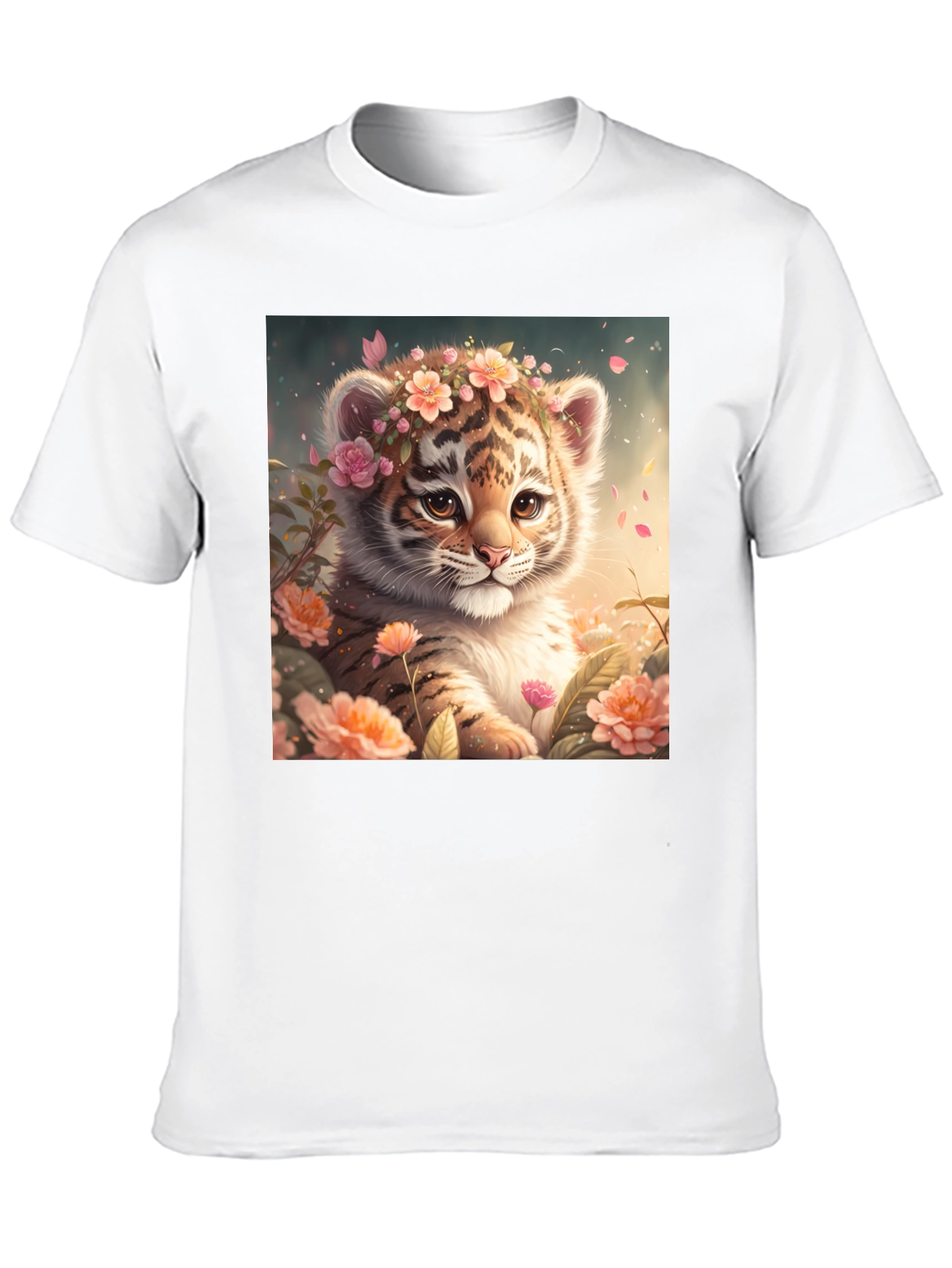 Black Cute Tiger Cub Floral T-Shirt view 10