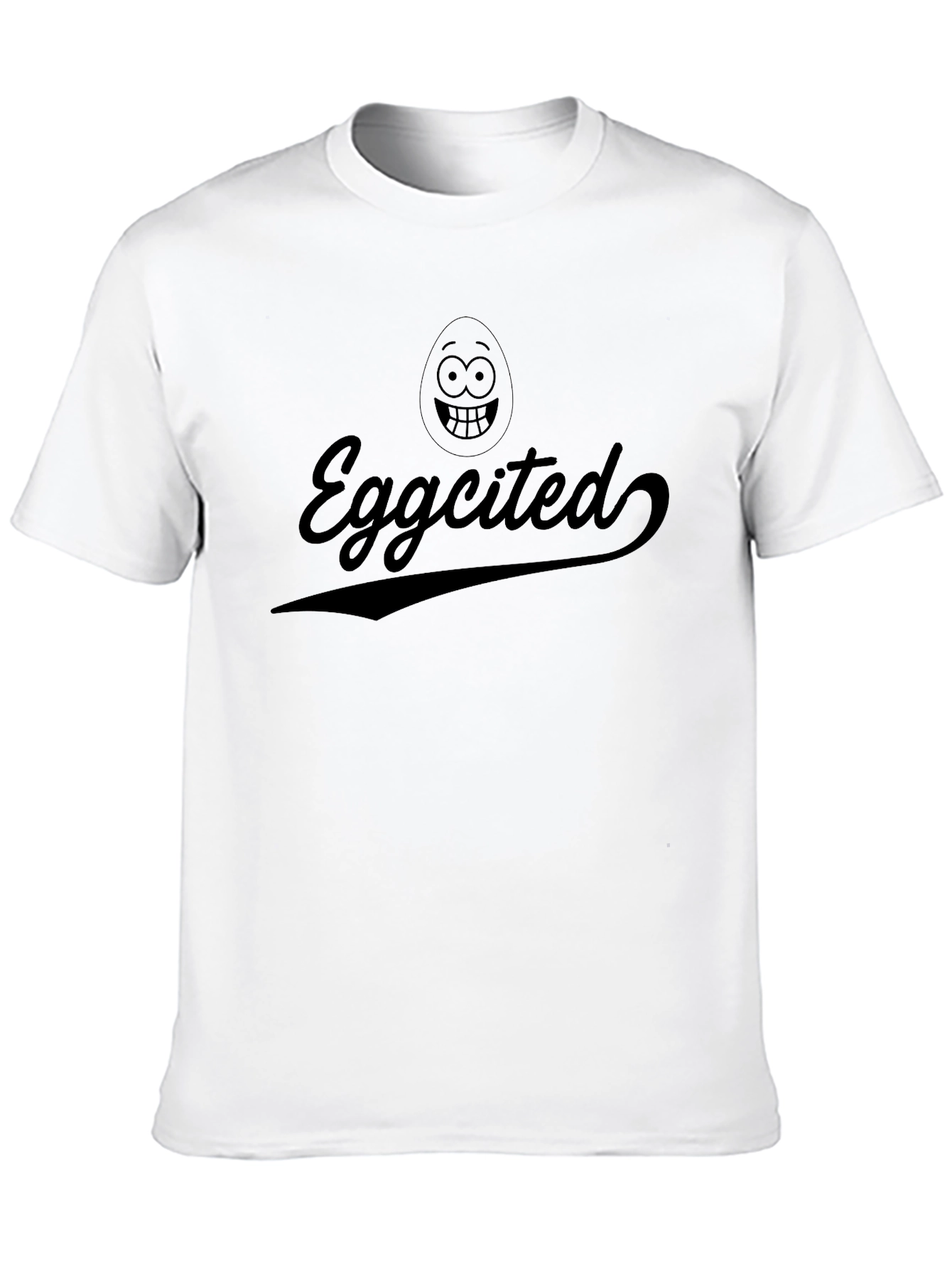 Black Eggcited Graphic Tee - Funny Egg Pun T-Shirt view 10