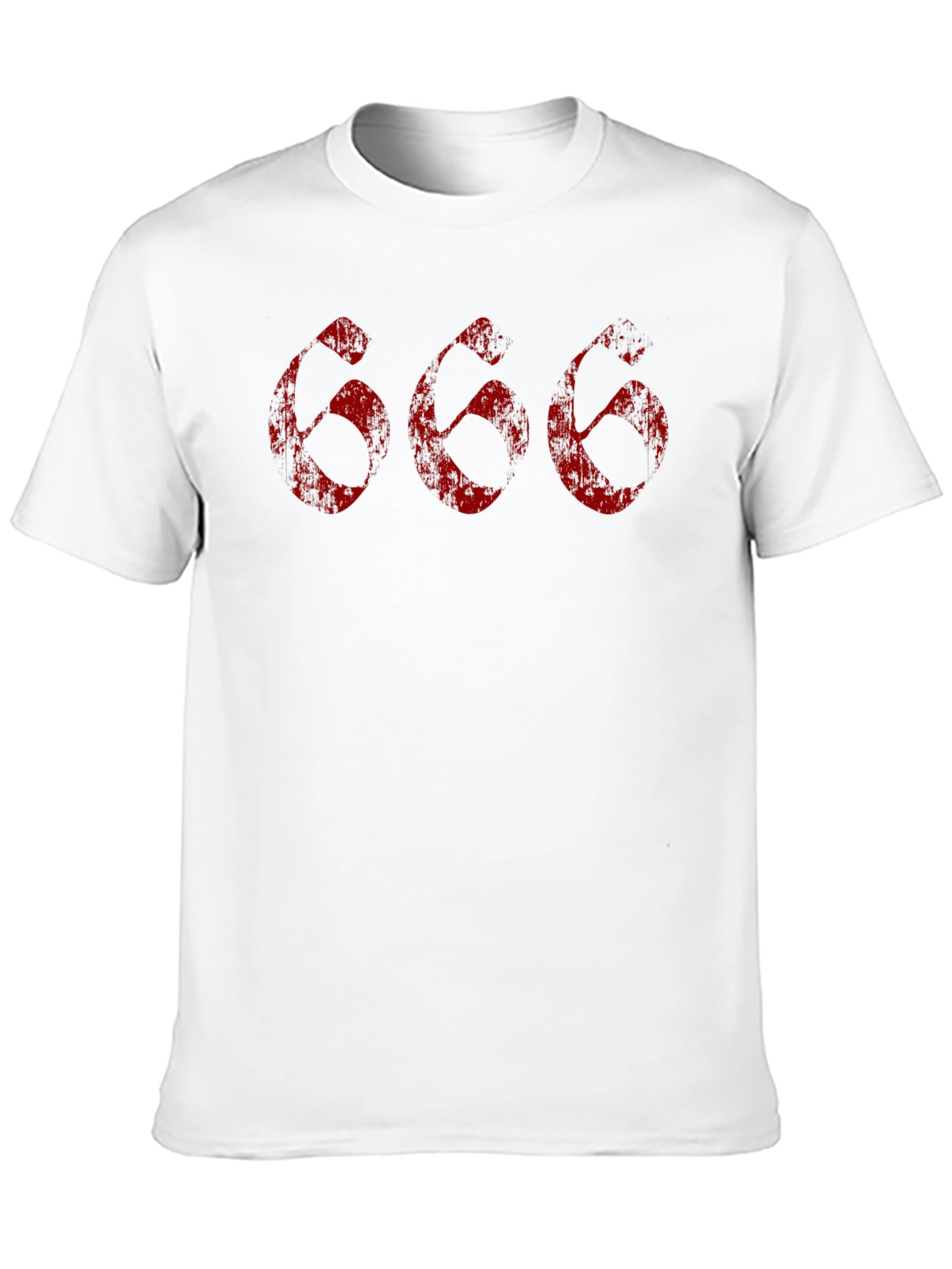 Black Men's Black T-Shirt - Red Distressed "666" Print view 10