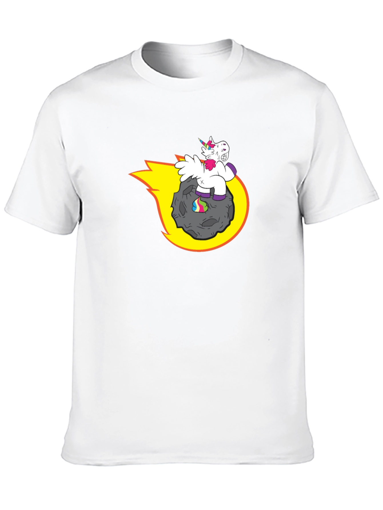 Black Unicorn Riding Asteroid T-Shirt - Funny Graphic Tee view 10