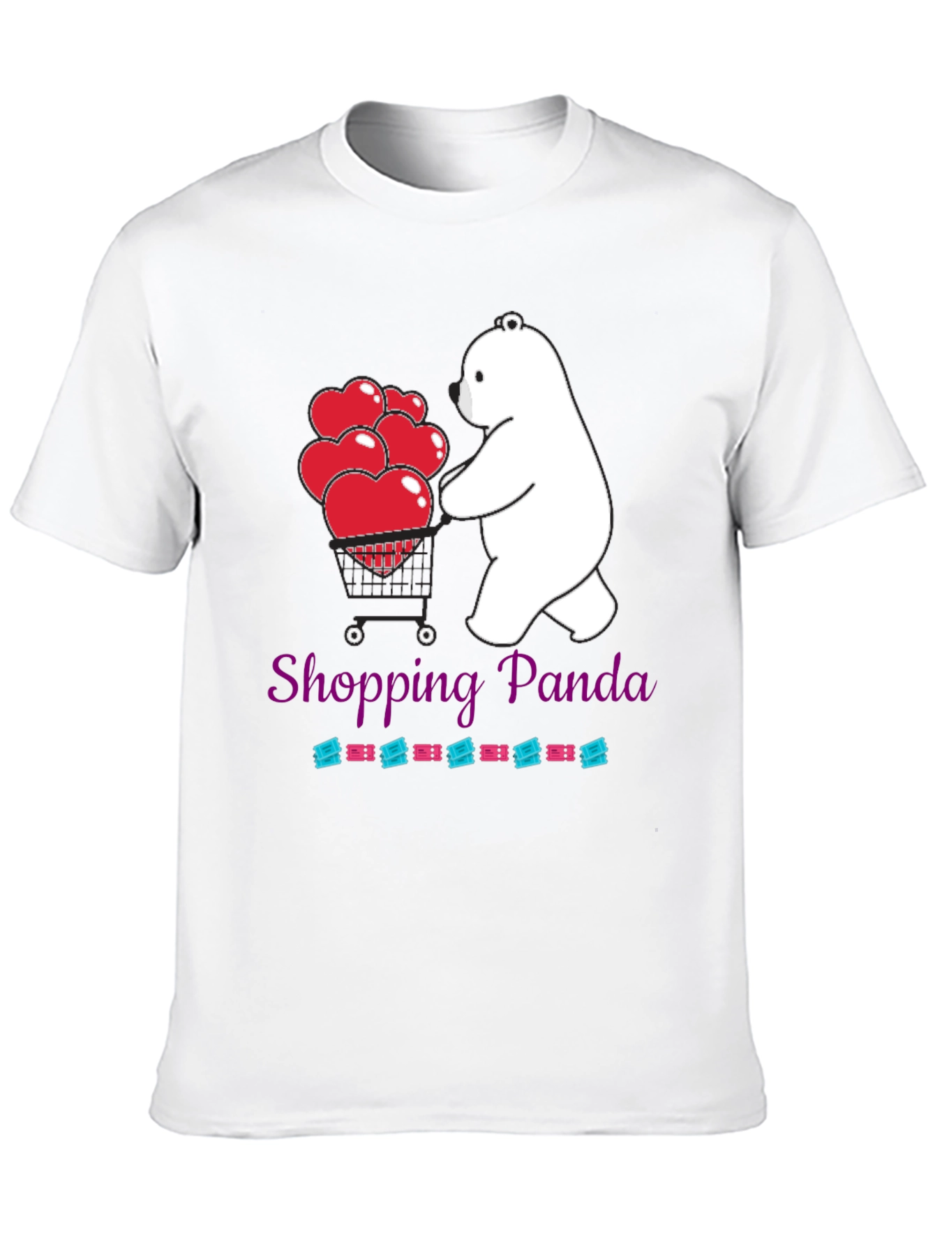 Black Shopping Panda Graphic Tee - Cute Heart Design view 10