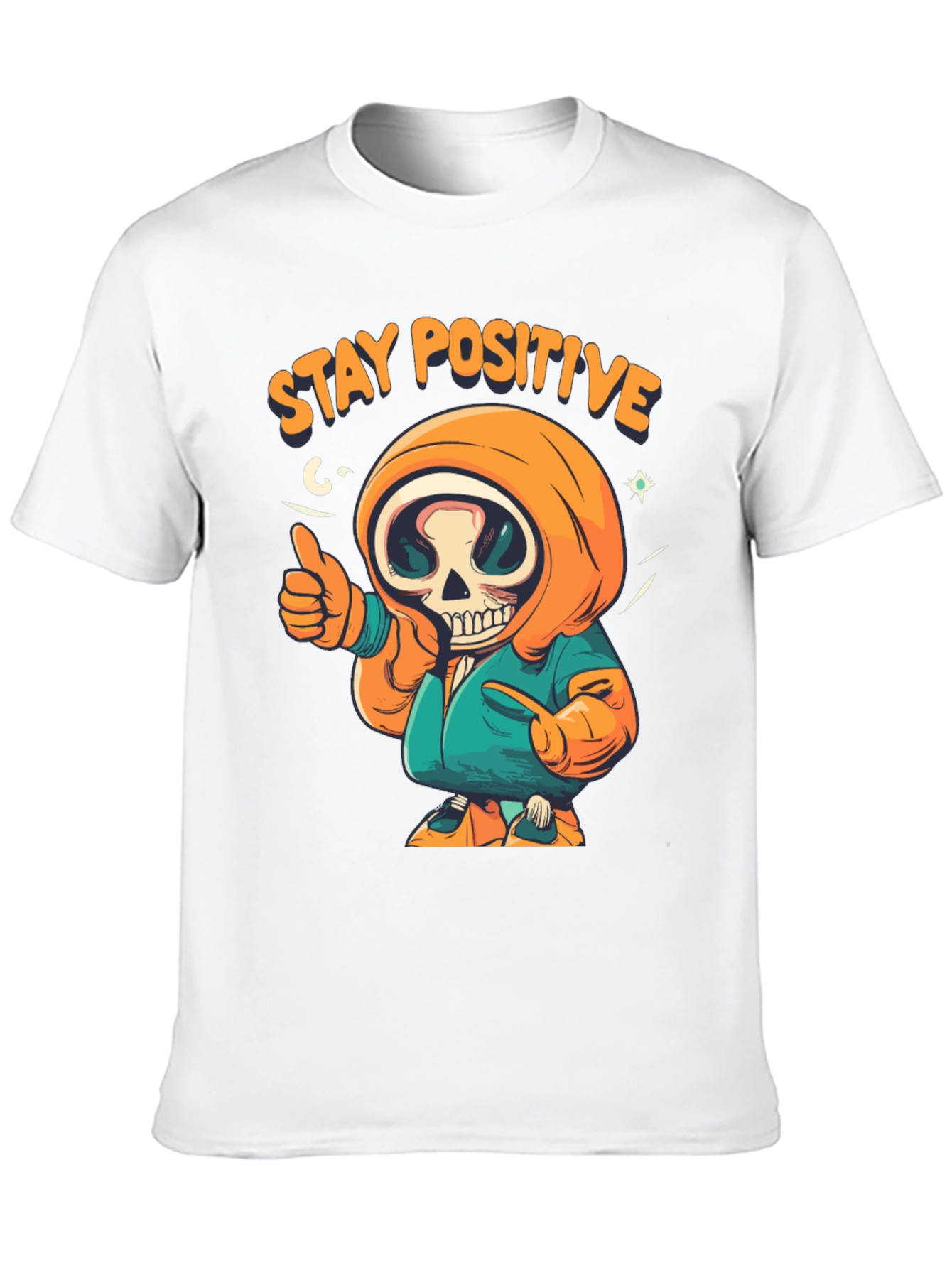 Black Stay Positive Graphic Tee - Skeleton Design view 10