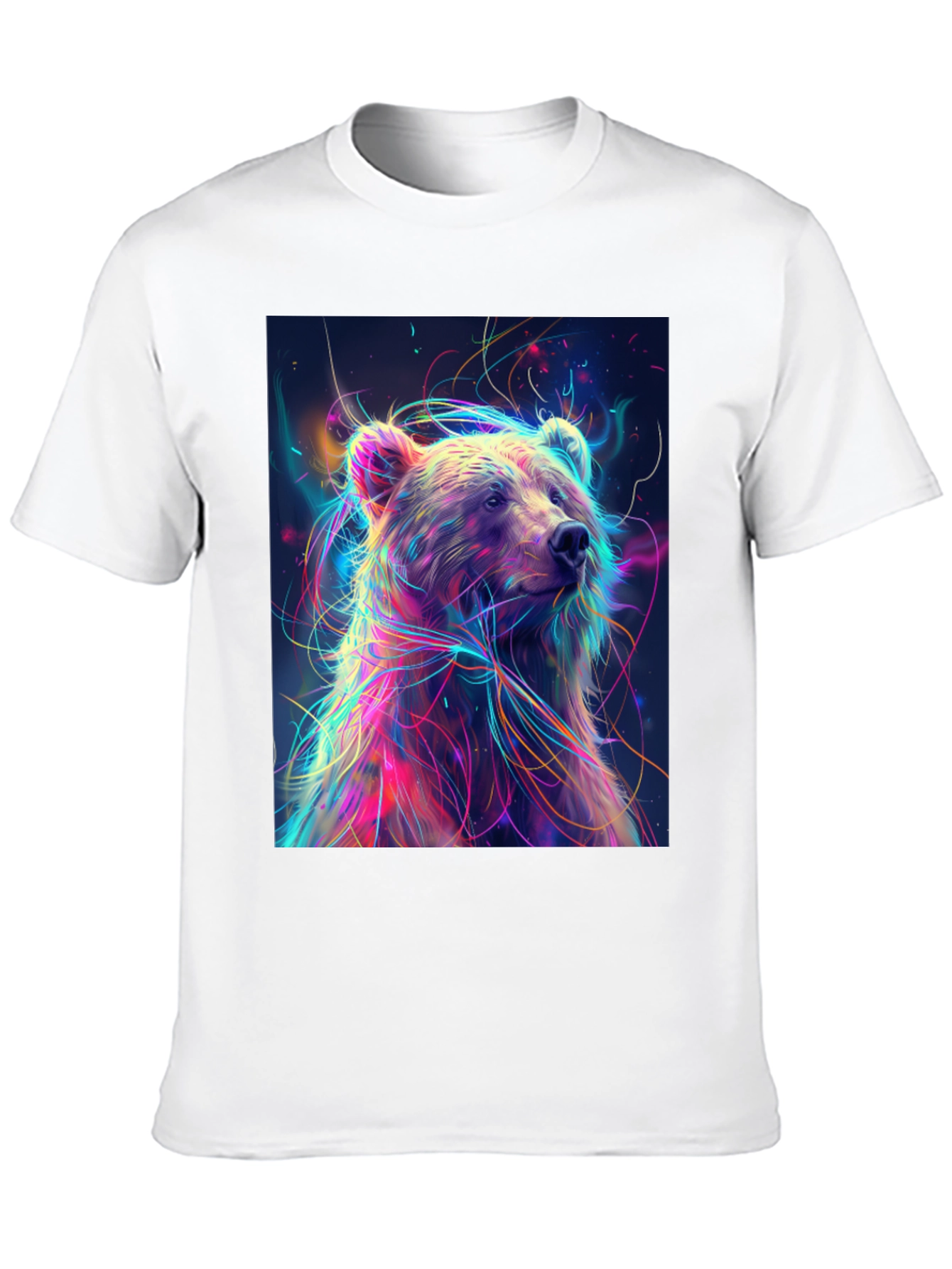 Black Colorful Bear Graphic Print Black T-Shirt view 10