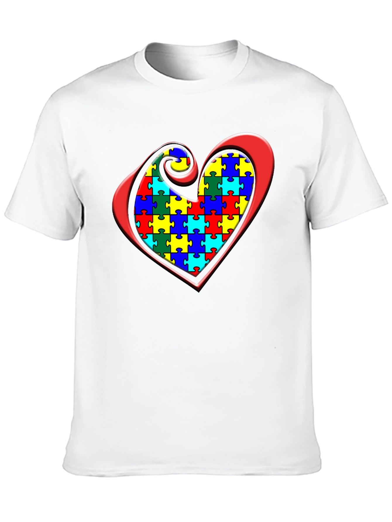 Black Autism Awareness Puzzle Heart Graphic Tee view 10