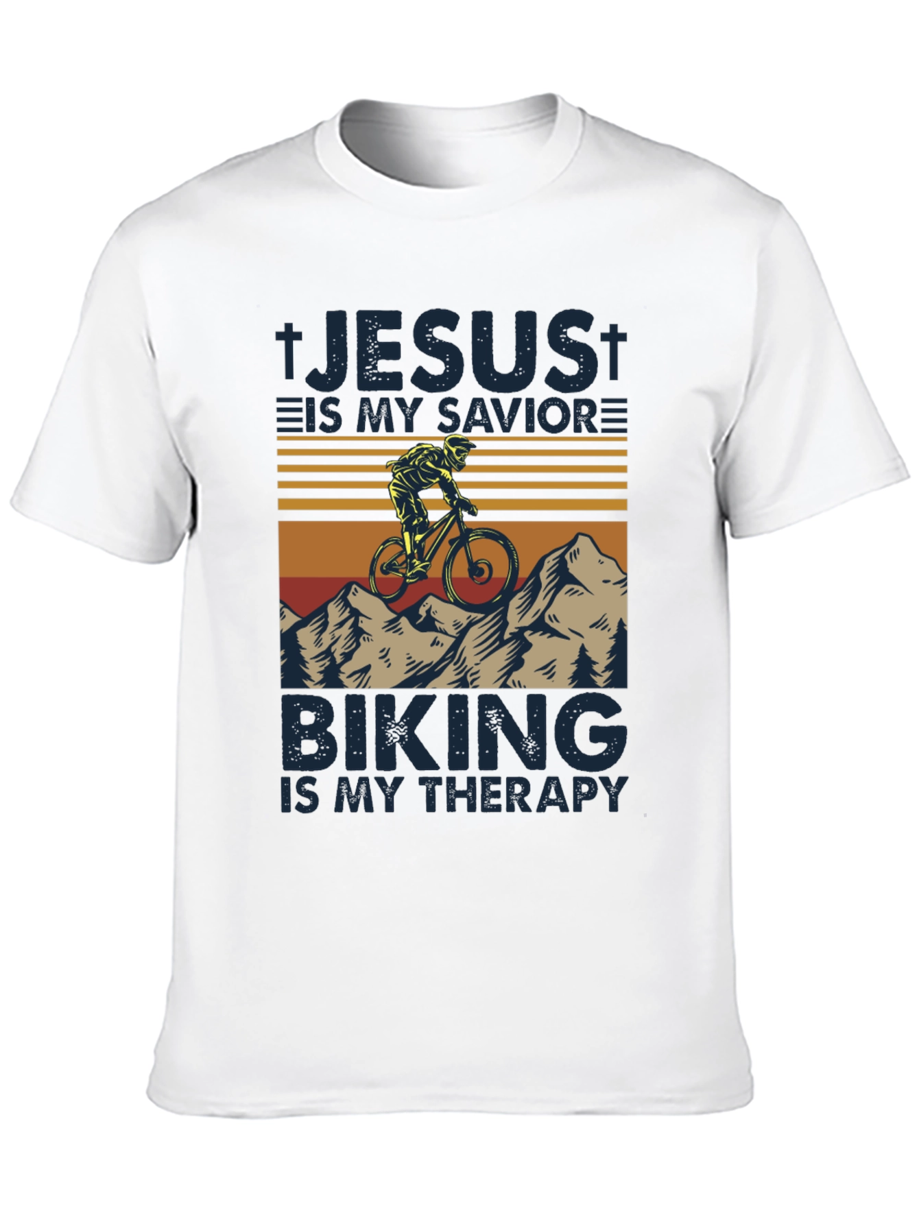Jesus Is My Savior Biking Is My Therapy T-Shirt - 10