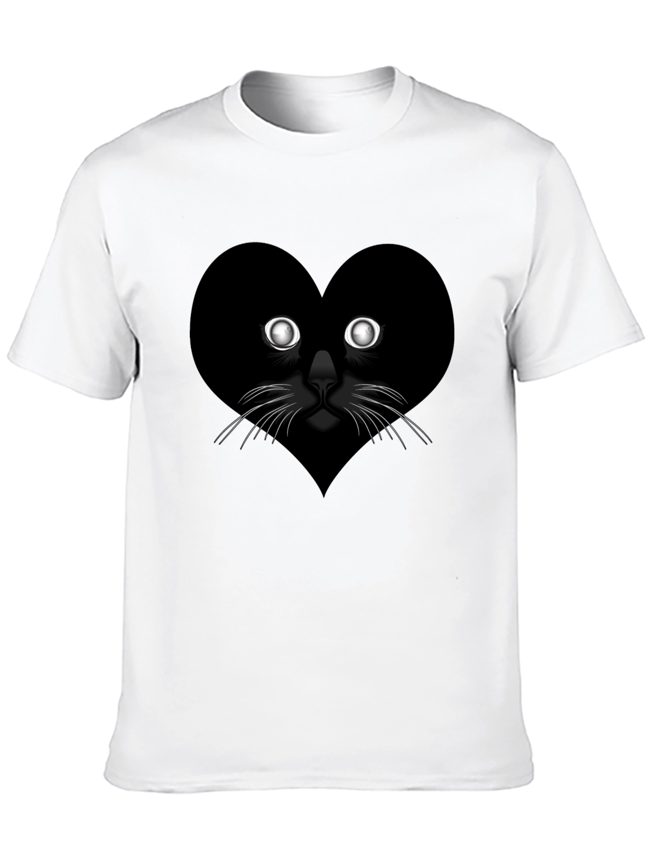 Black Heart Cat Graphic Tee - Black Casual T-Shirt view 10