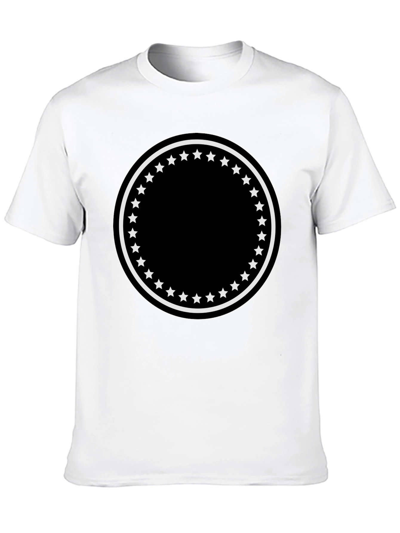 Black Men's Black T-Shirt with Star Circle Design view 10