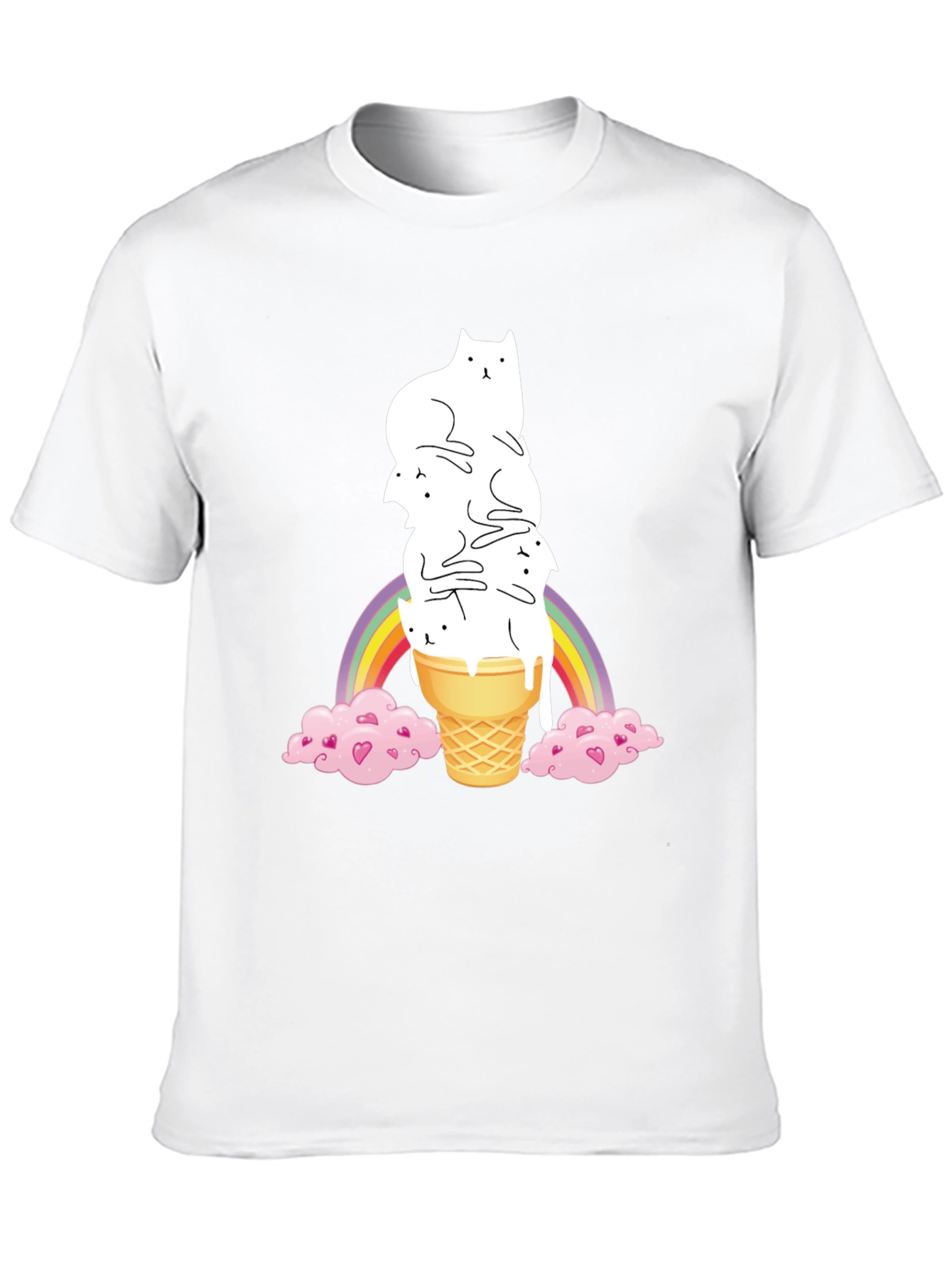 Black Cat Ice Cream Rainbow Graphic Tee view 10