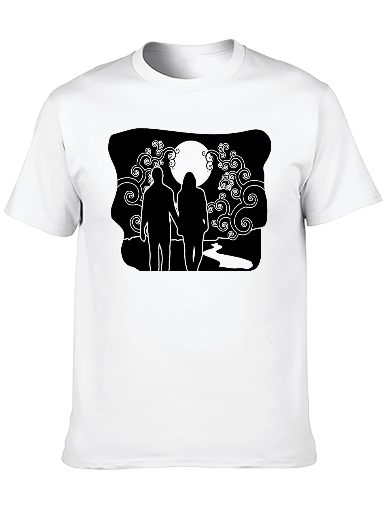 Black Romantic Silhouette Graphic Tee - Unisex Black T-Shirt view 10