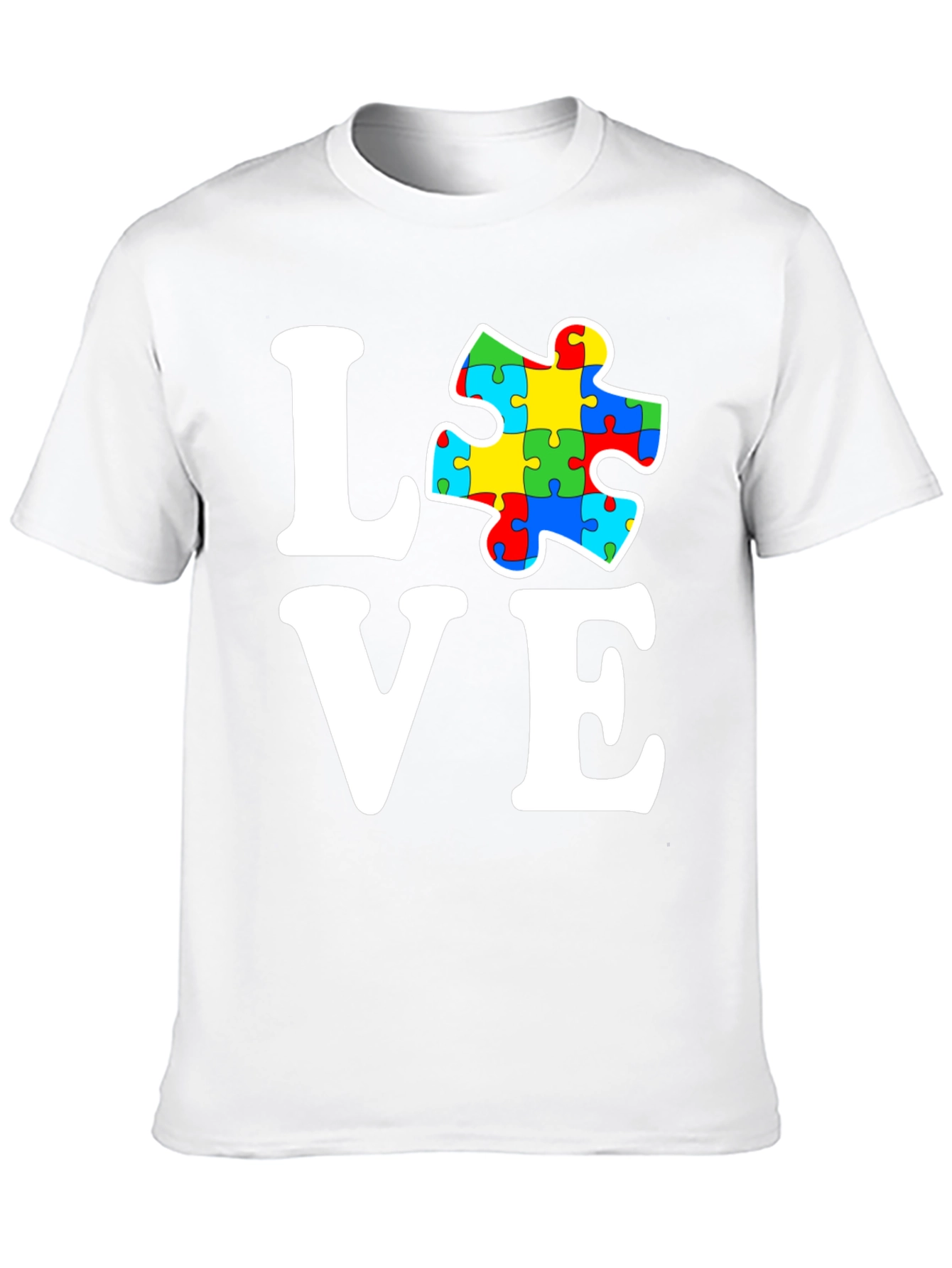 Black Autism Awareness Love Puzzle Piece Graphic T-Shirt view 10
