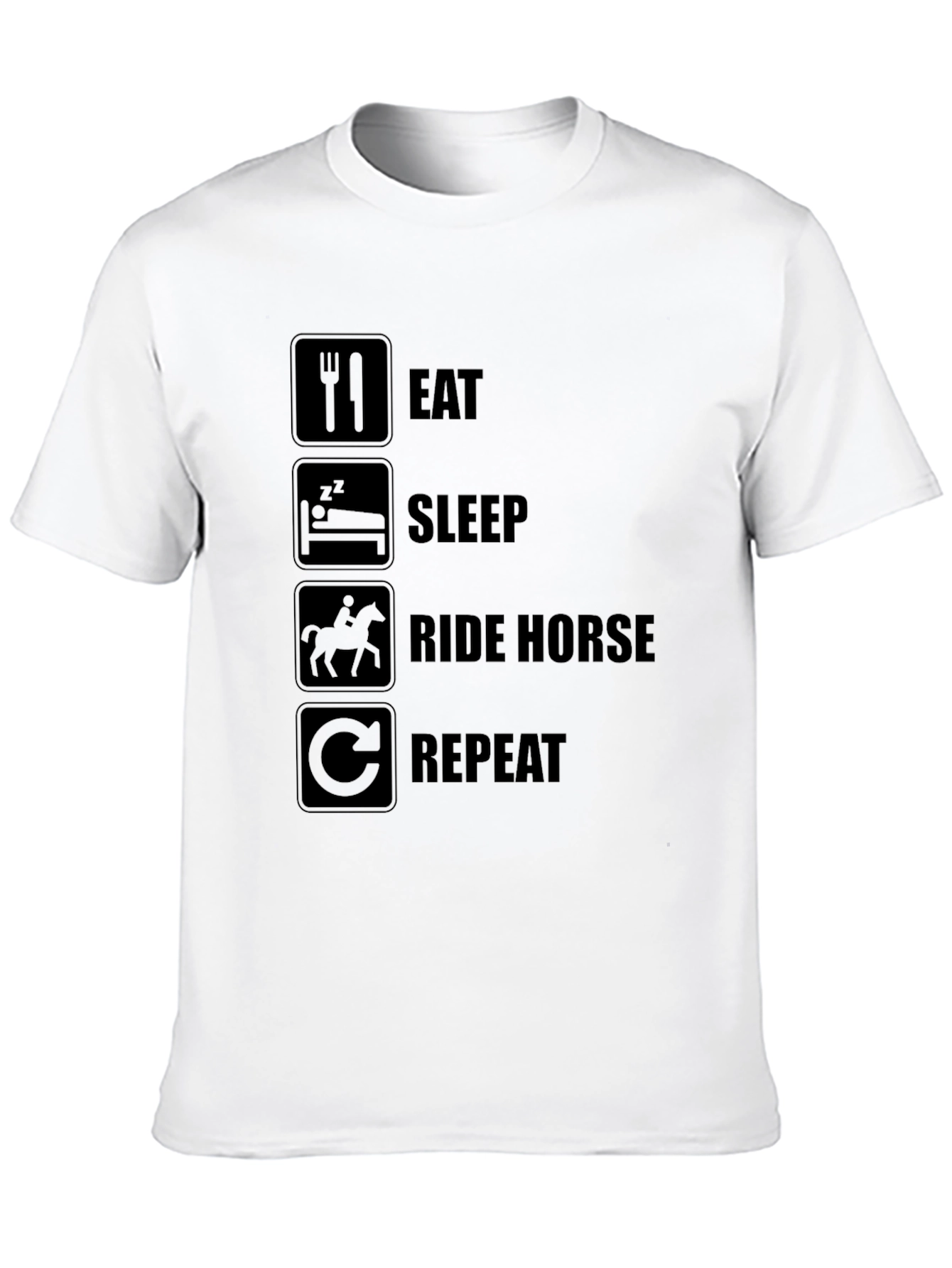 Black Eat Sleep Ride Horse Repeat Black T-Shirt view 10