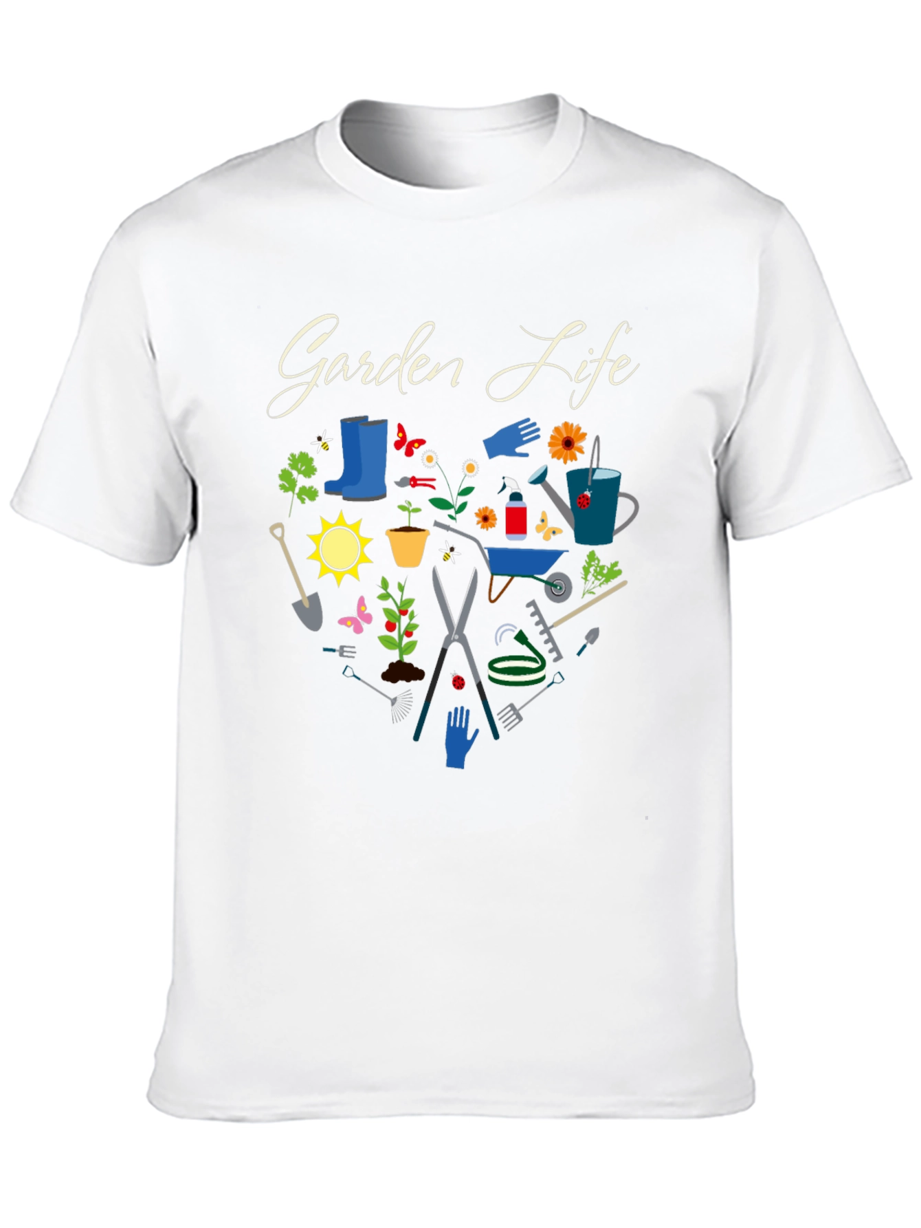 Black Garden Life Black T-Shirt: Gardening Tools Graphic Tee view 10