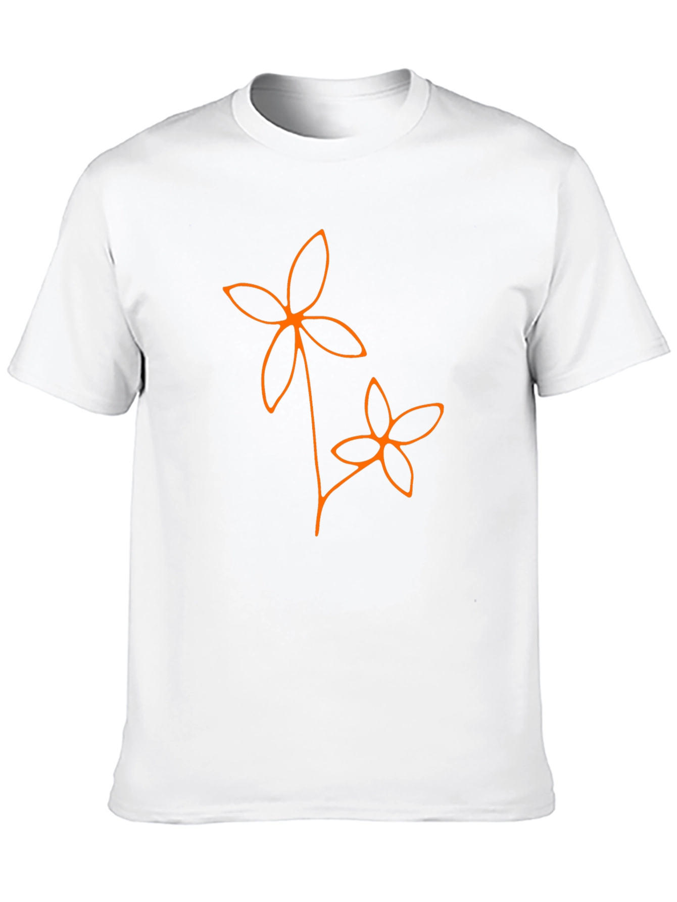 Black Floral Line Art T-Shirt - Casual Black Tee view 10