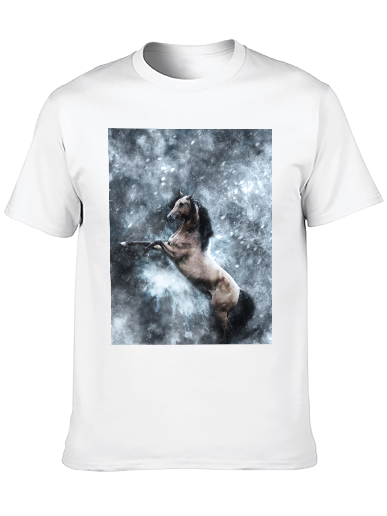 Black Black T-Shirt with Rearing Horse Print view 10