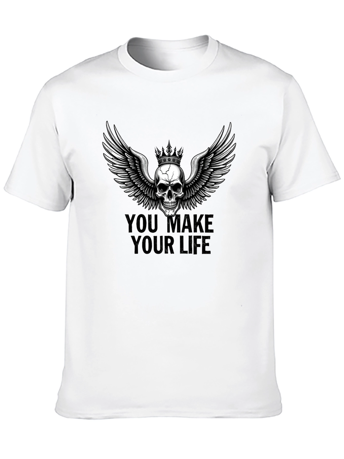 Black Skull Wings Graphic Tee - You Make Your Life view 10