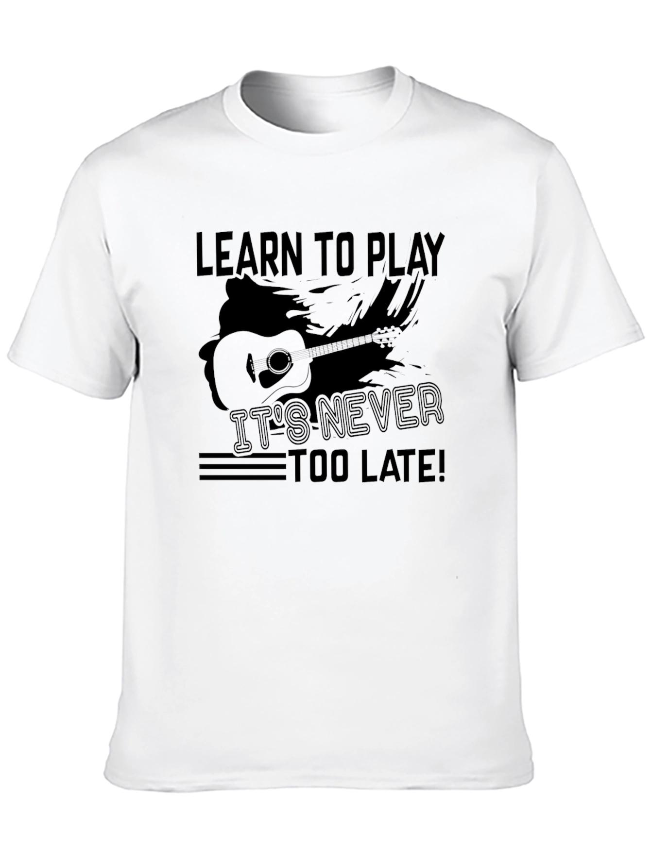 Black Learn to Play Guitar T-Shirt - It's Never Too Late! view 10