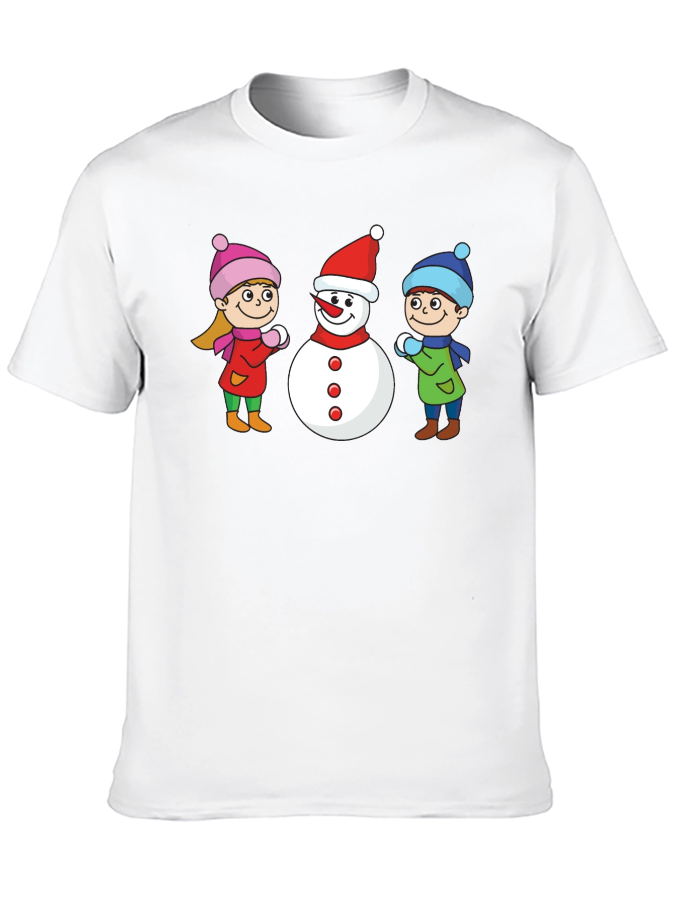 Black Winter Fun T-Shirt: Snowman & Kids Graphic Tee view 10