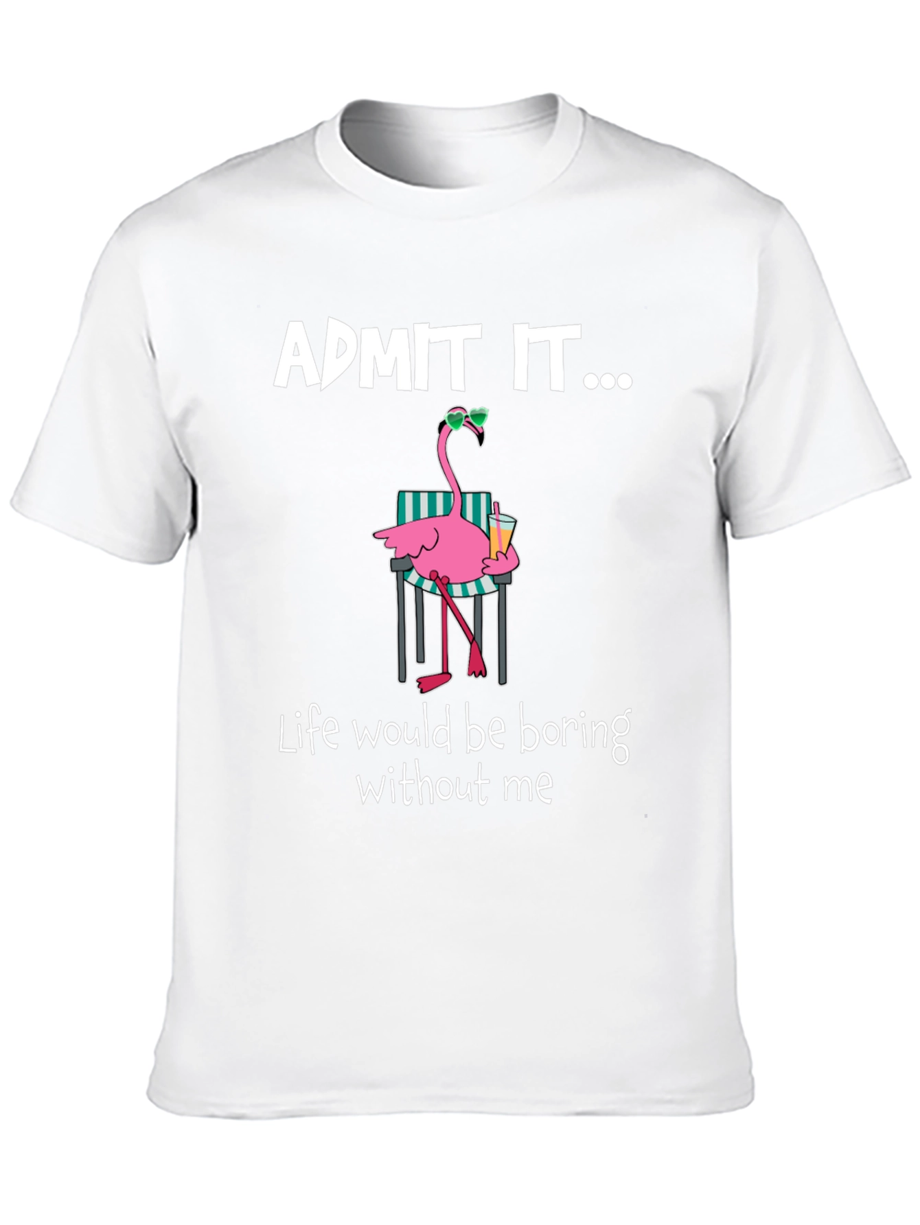 Black Funny Flamingo Admit It T-Shirt view 10