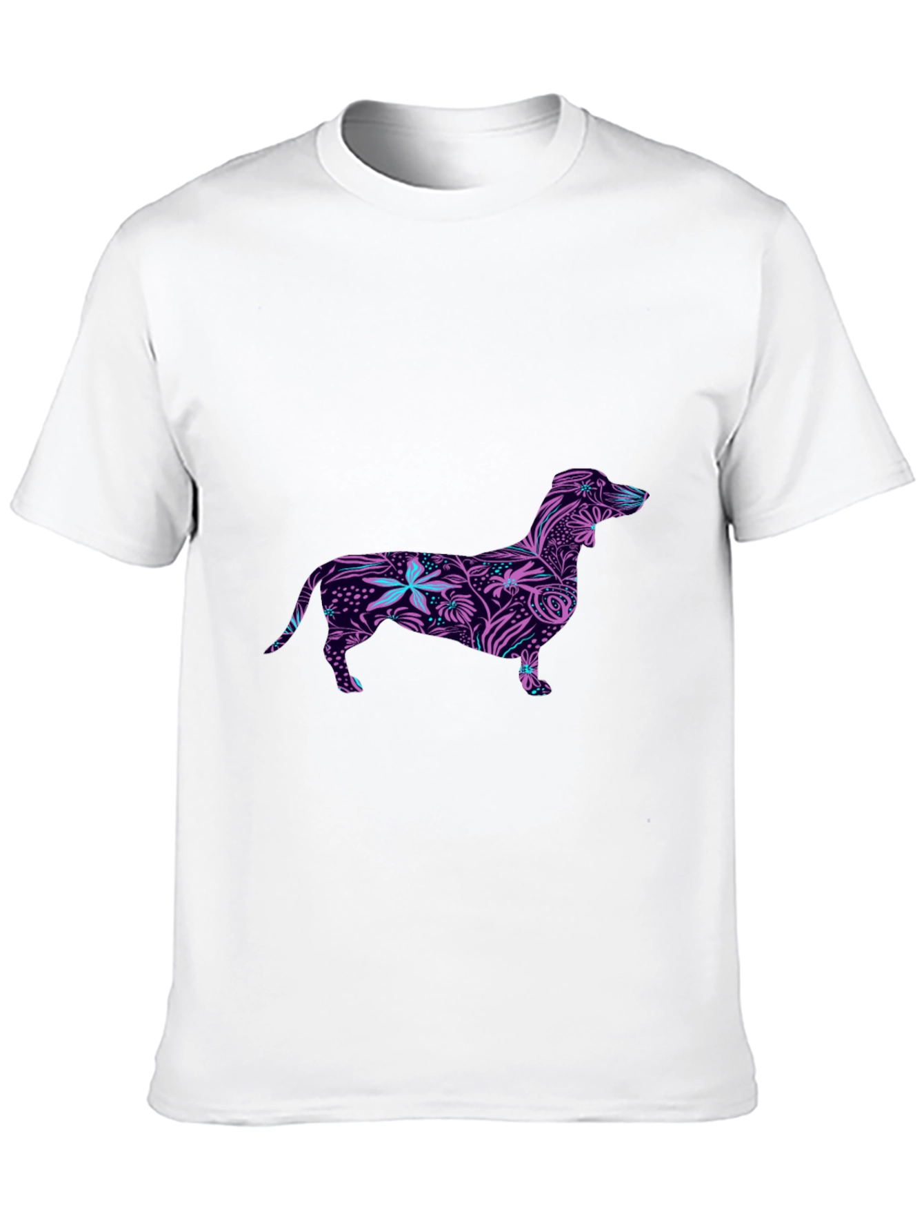 Black Dachshund Floral Print Black T-Shirt view 10