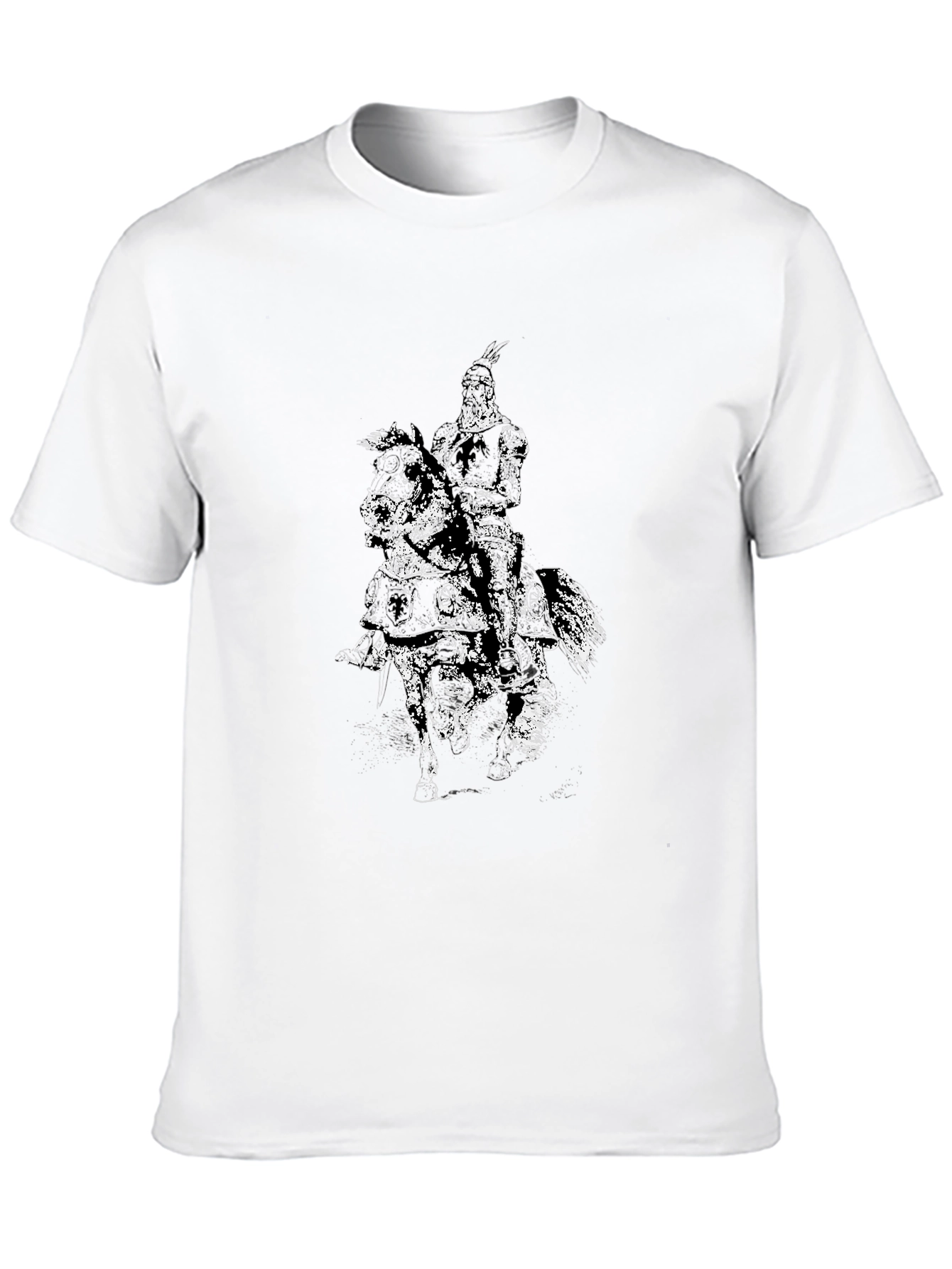 Black Equestrian Knight Graphic Black T-Shirt view 10