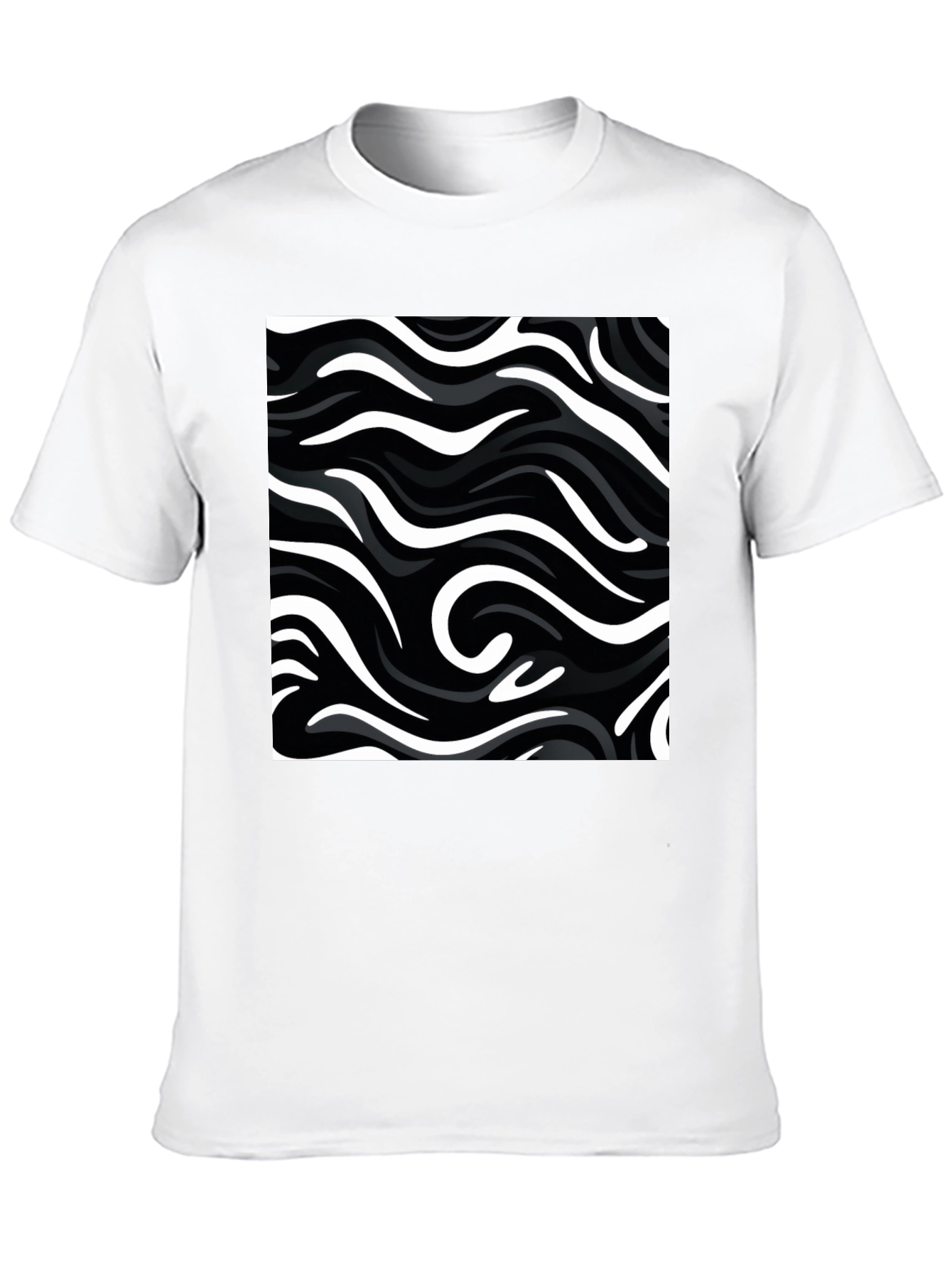 Black Abstract Swirl T-Shirt - Modern Graphic Tee view 10
