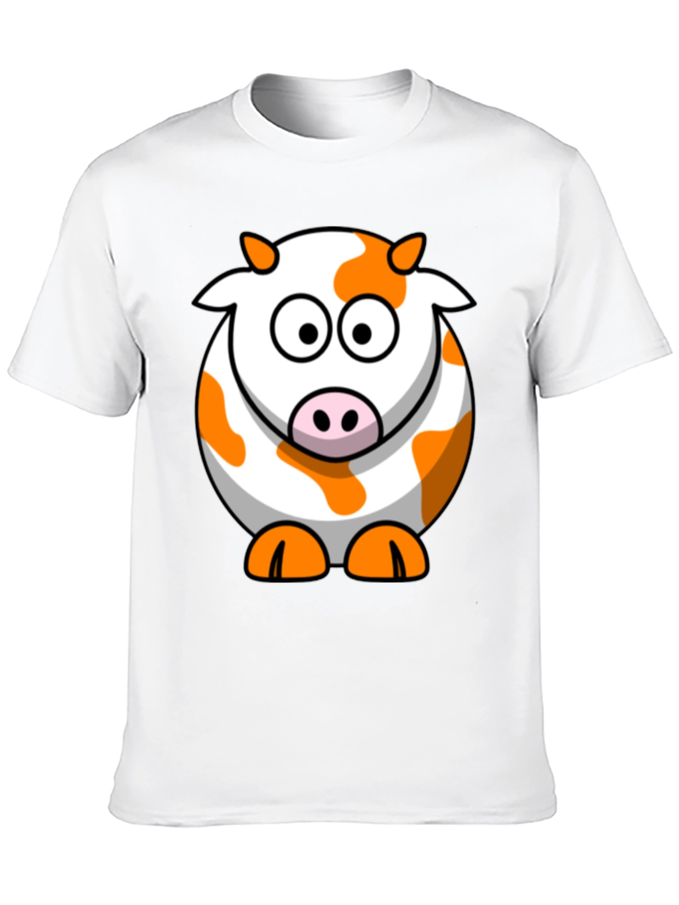 Black Cute Cartoon Cow Graphic Black T-Shirt view 10
