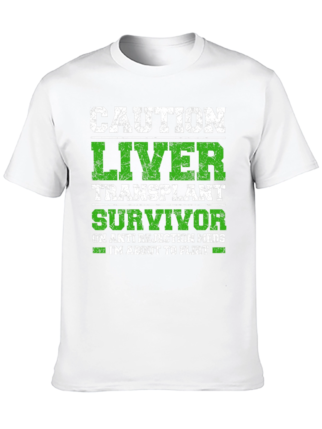 Black Caution Liver Transplant Survivor Funny T-Shirt view 10