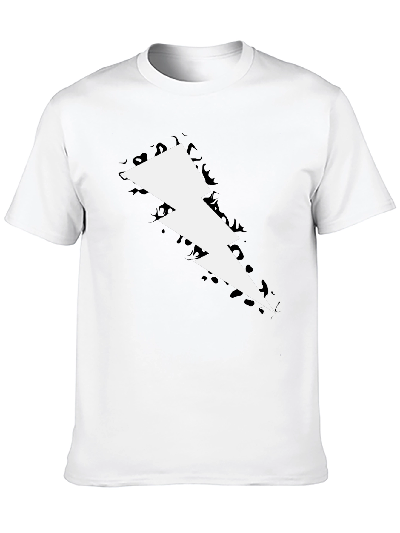 Black Lightning Bolt Graphic Tee - Bold Black Cotton T-Shirt view 10