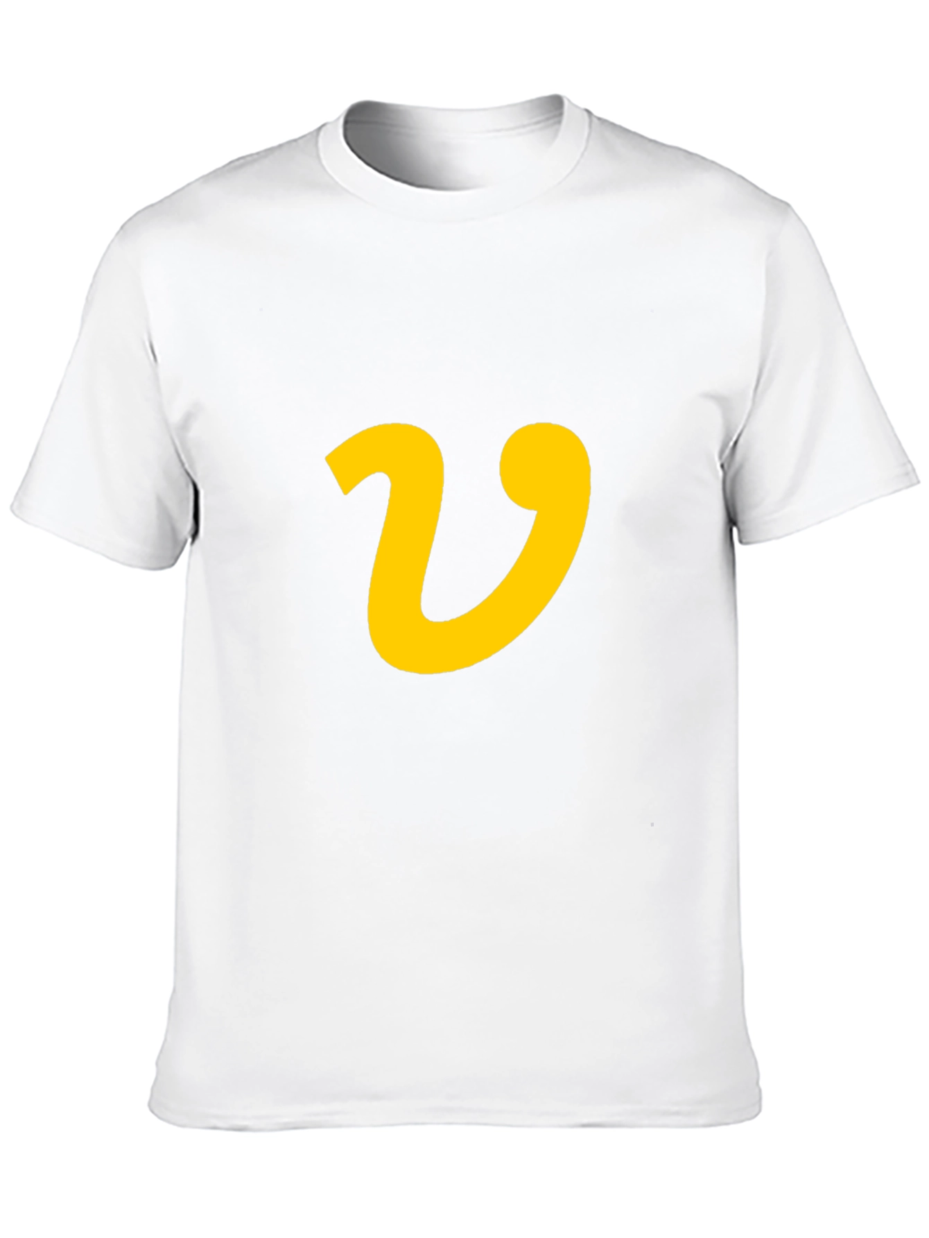 Black Black T-Shirt with Yellow Letter 'V' Graphic Print view 10