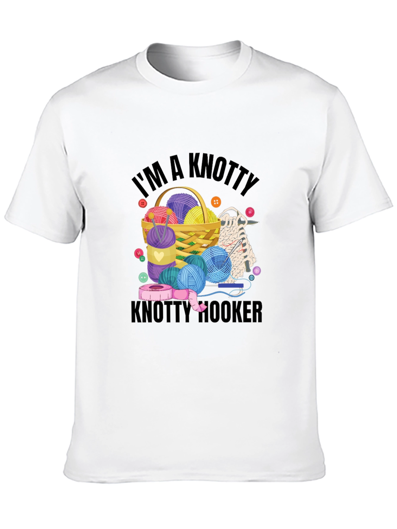 Black Knitty Hooker T-Shirt: Yarn Lover Gift view 10