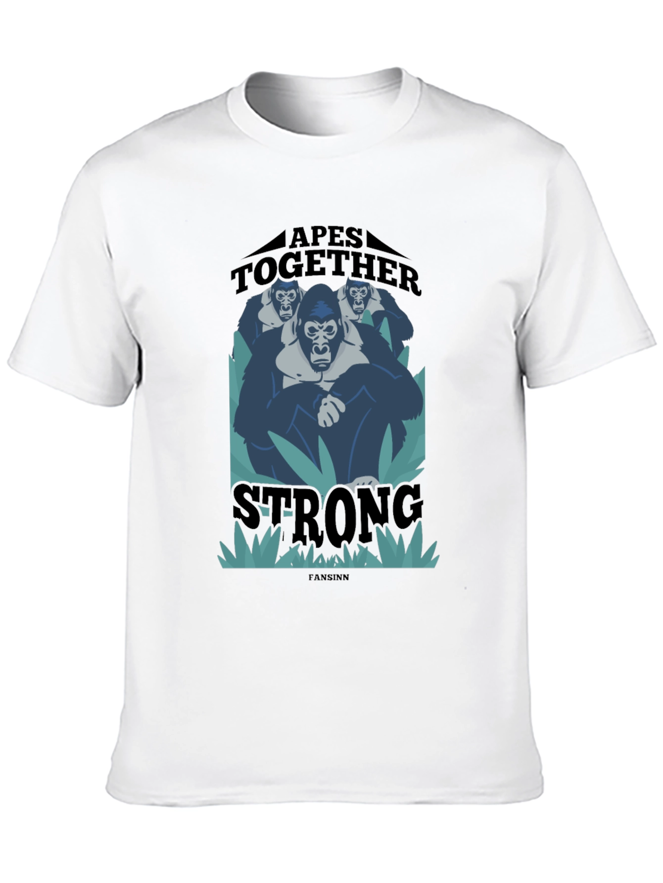 Black Apes Together Strong Graphic Tee - Black Cotton Blend T-Shirt view 10