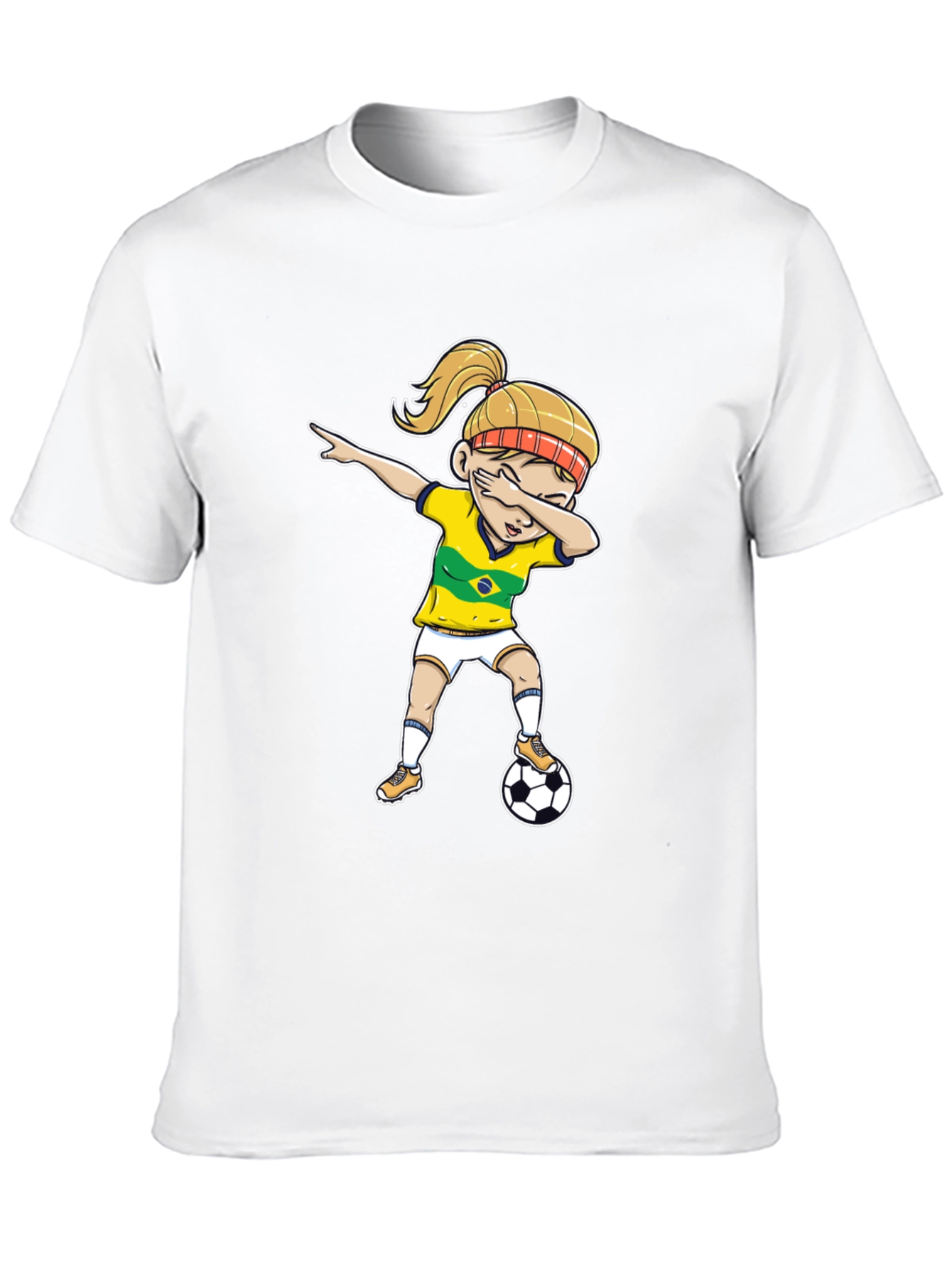 Black Brazil Soccer Girl Dab T-Shirt view 10