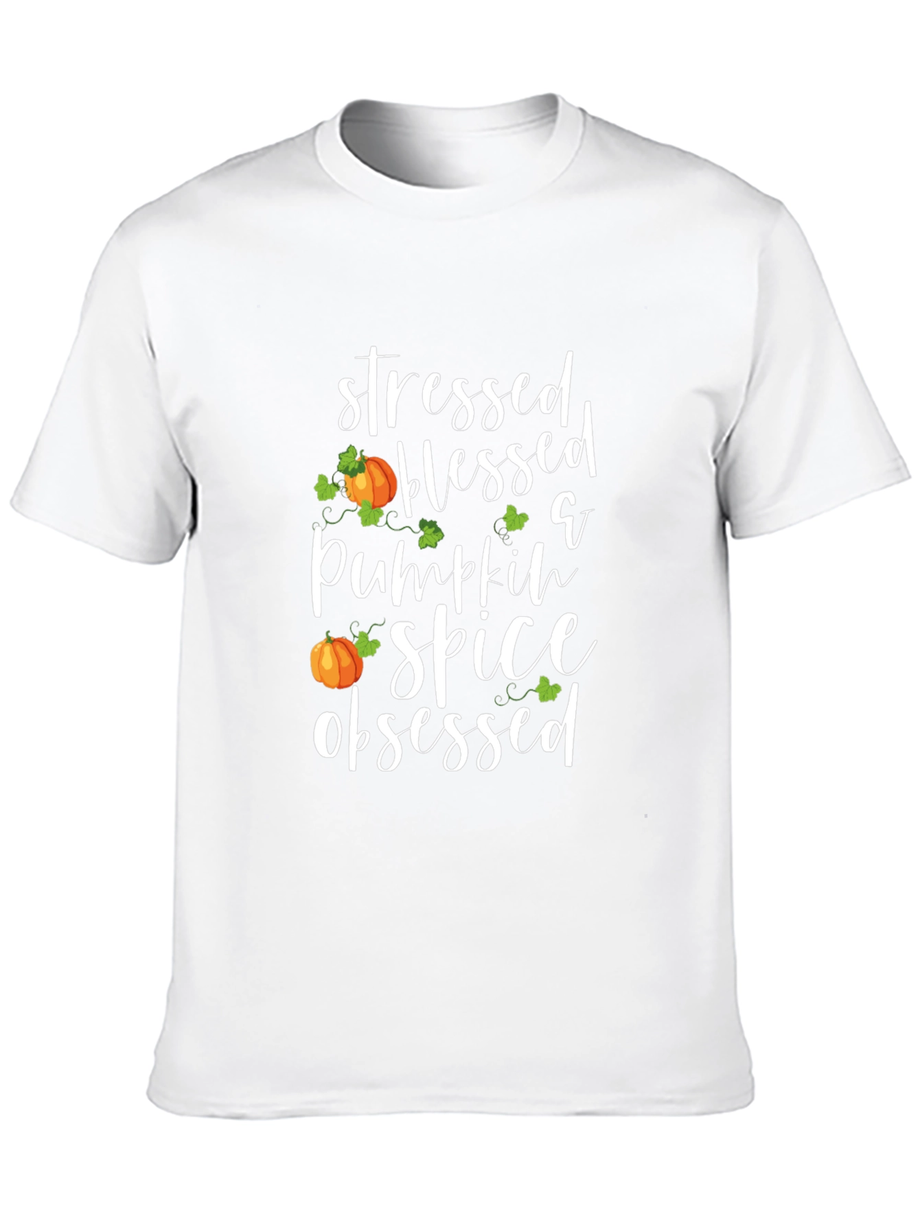 Black Stressed Blessed Pumpkin Spice Obsessed T-Shirt view 10