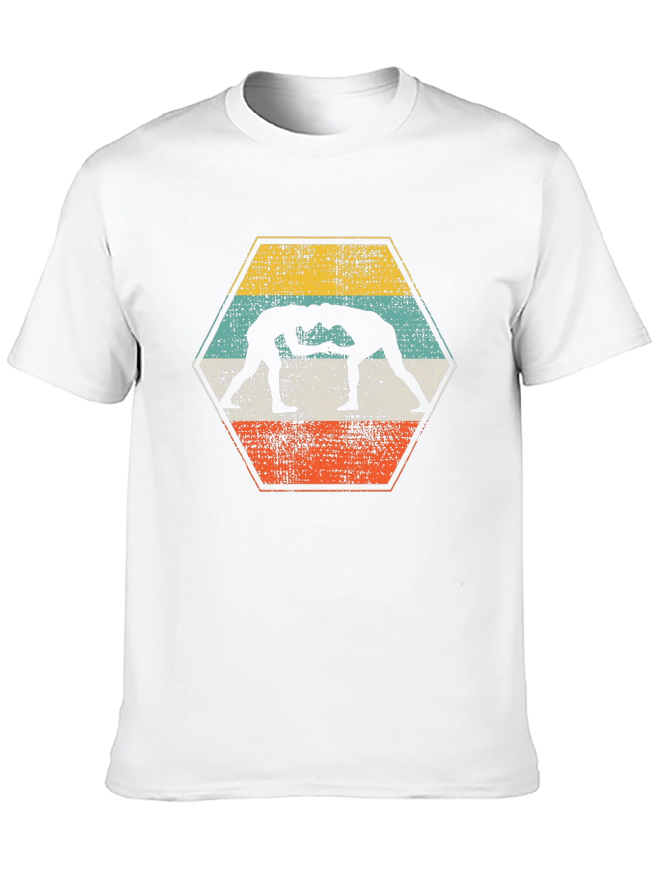 Black Vintage Wrestling T-Shirt - Retro Hexagon Design view 10