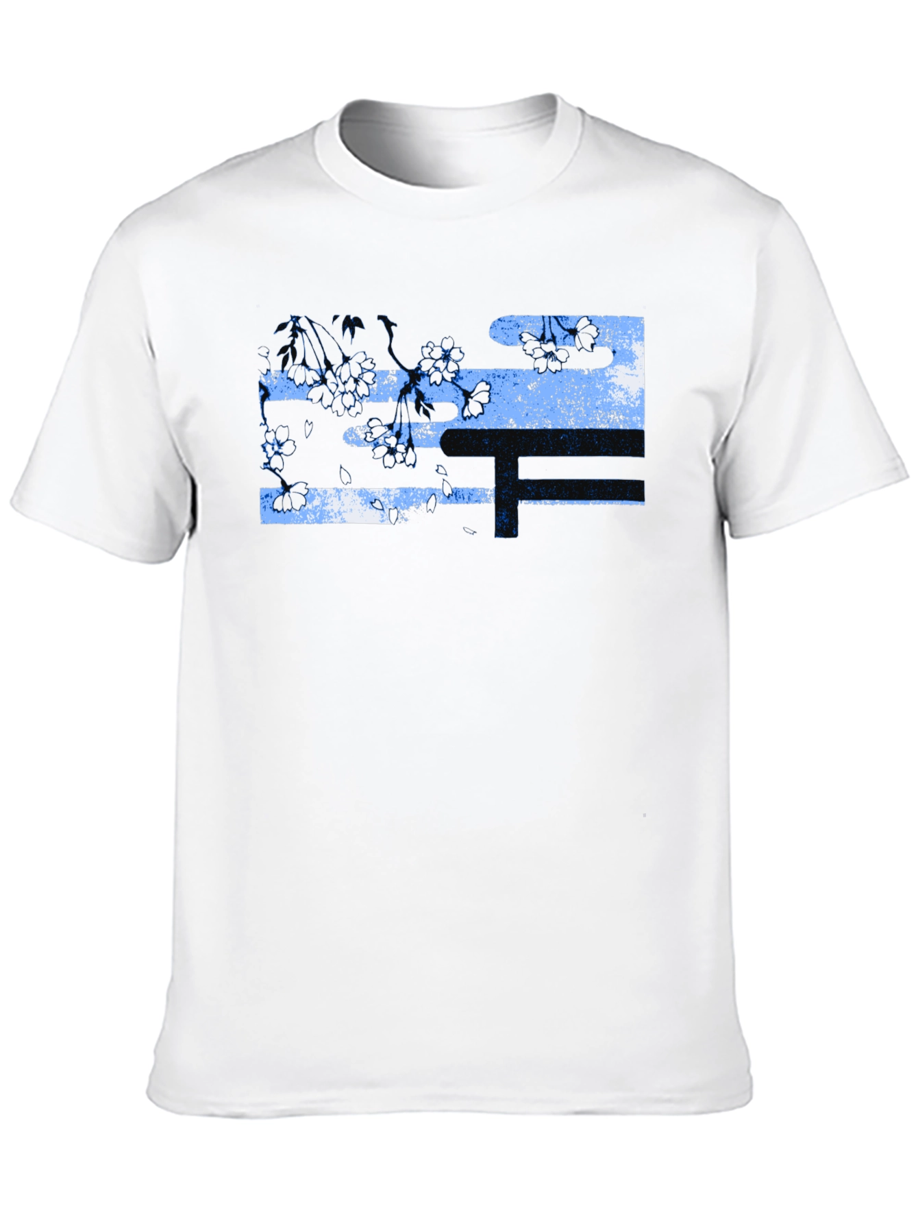 Black Black T-Shirt with Abstract Floral Design view 10