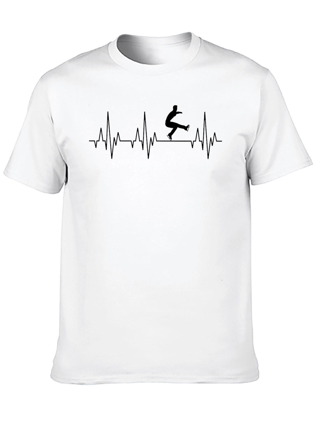 Black Skateboard Heartbeat T-Shirt - Black Crew Neck Tee view 10