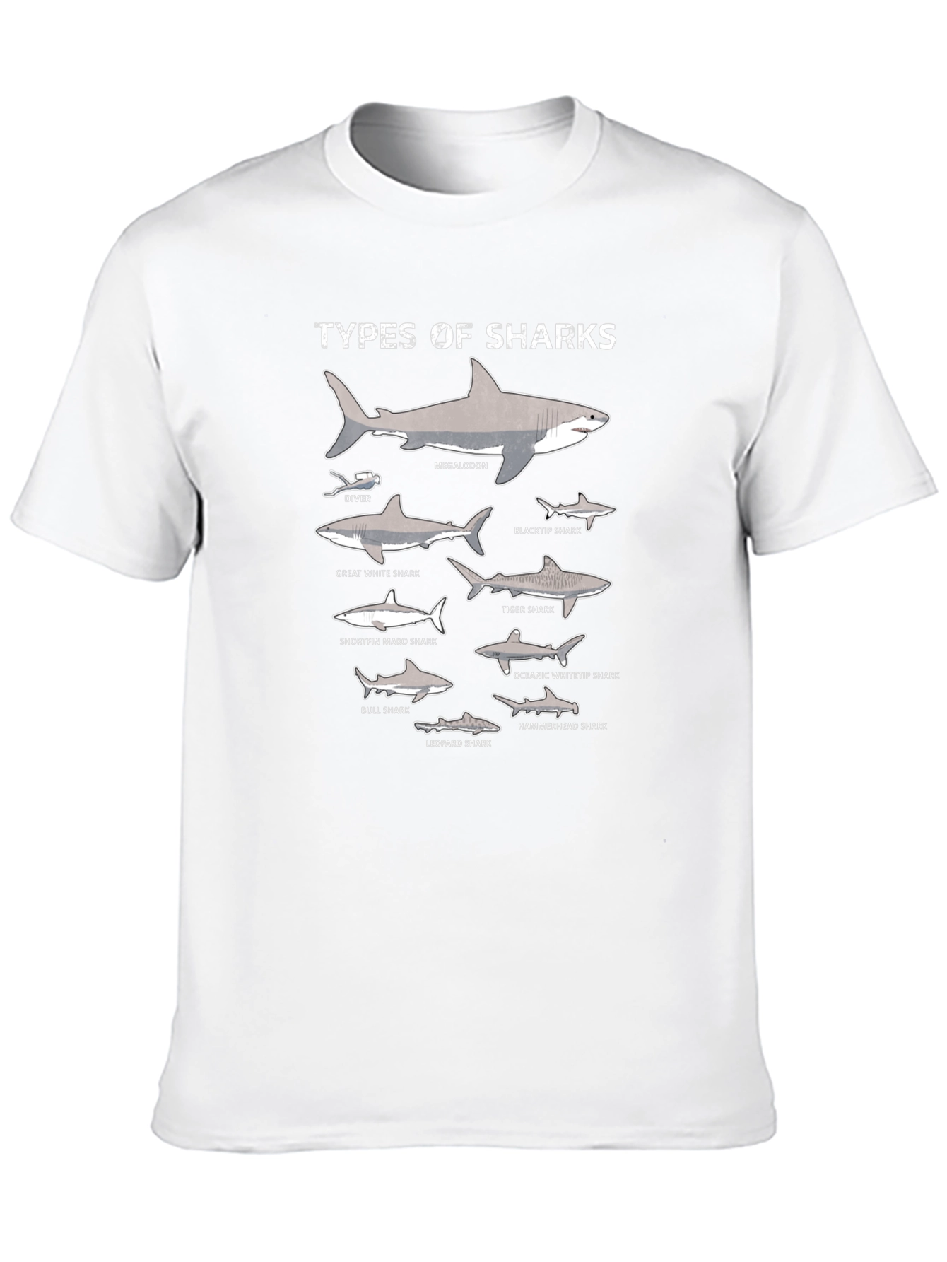 Black Types of Sharks Graphic T-Shirt view 10