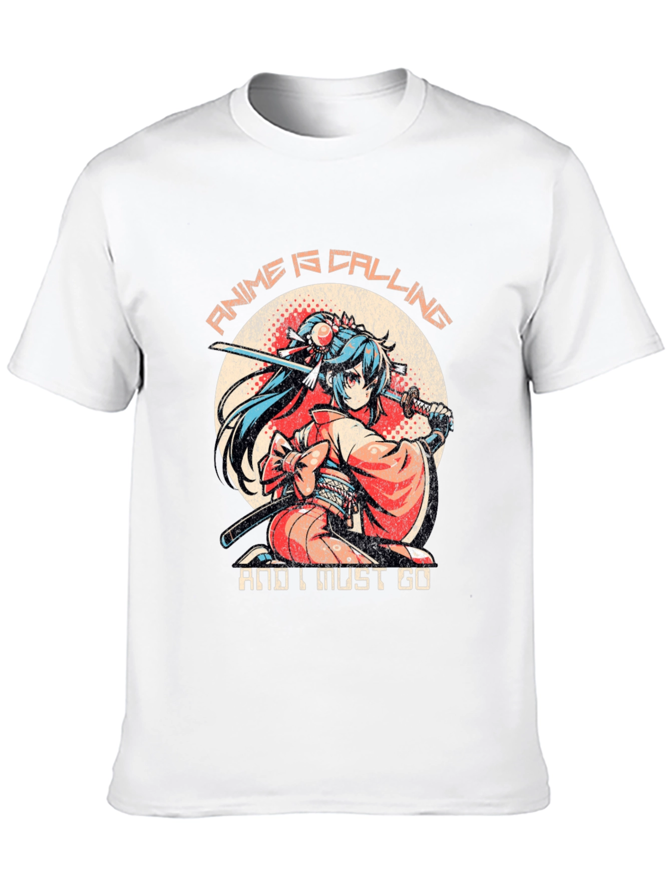 Black Anime Calling T-Shirt: Samurai Girl view 10