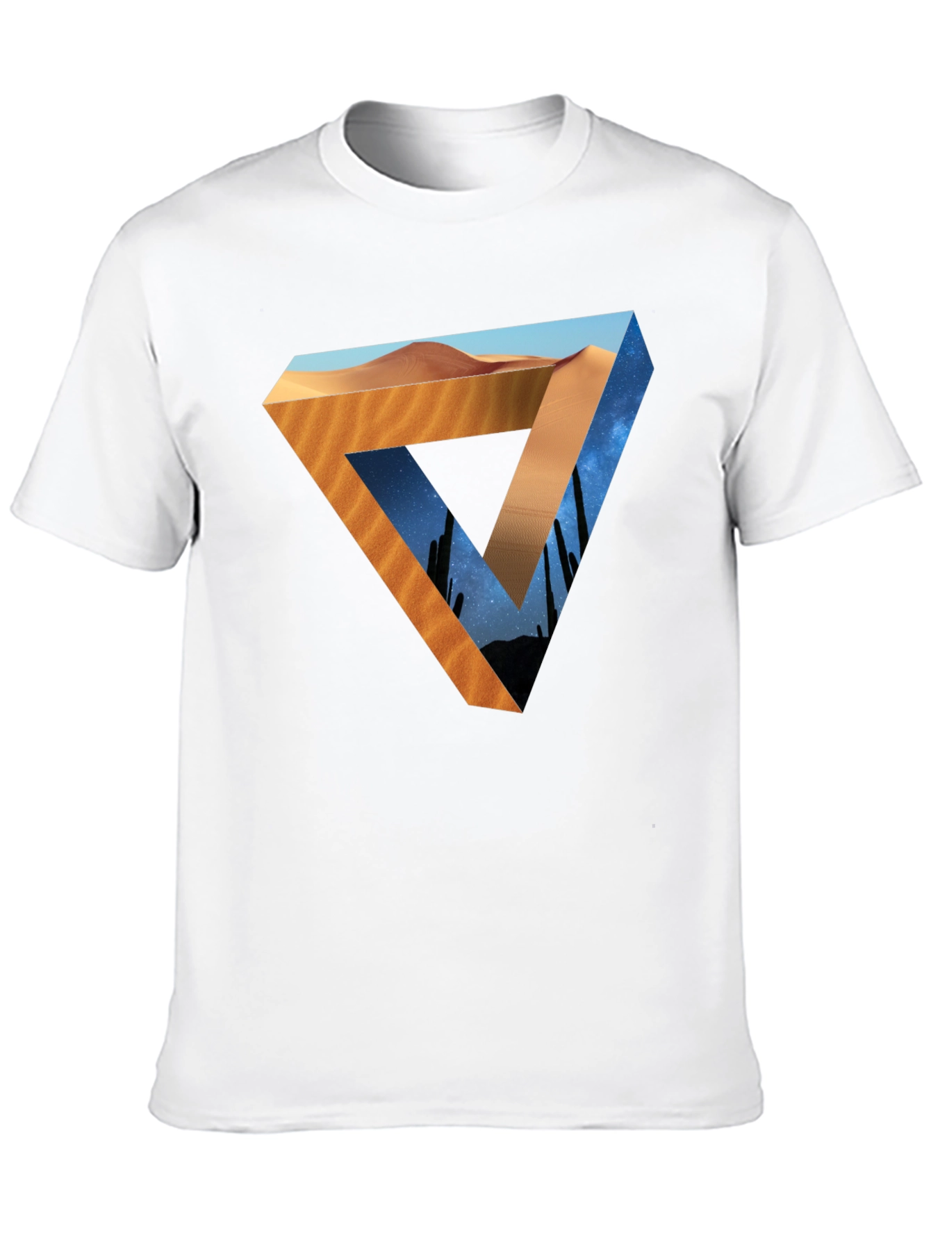 Black Desert Sky Triangle Graphic Tee - Black Cotton Shirt view 10